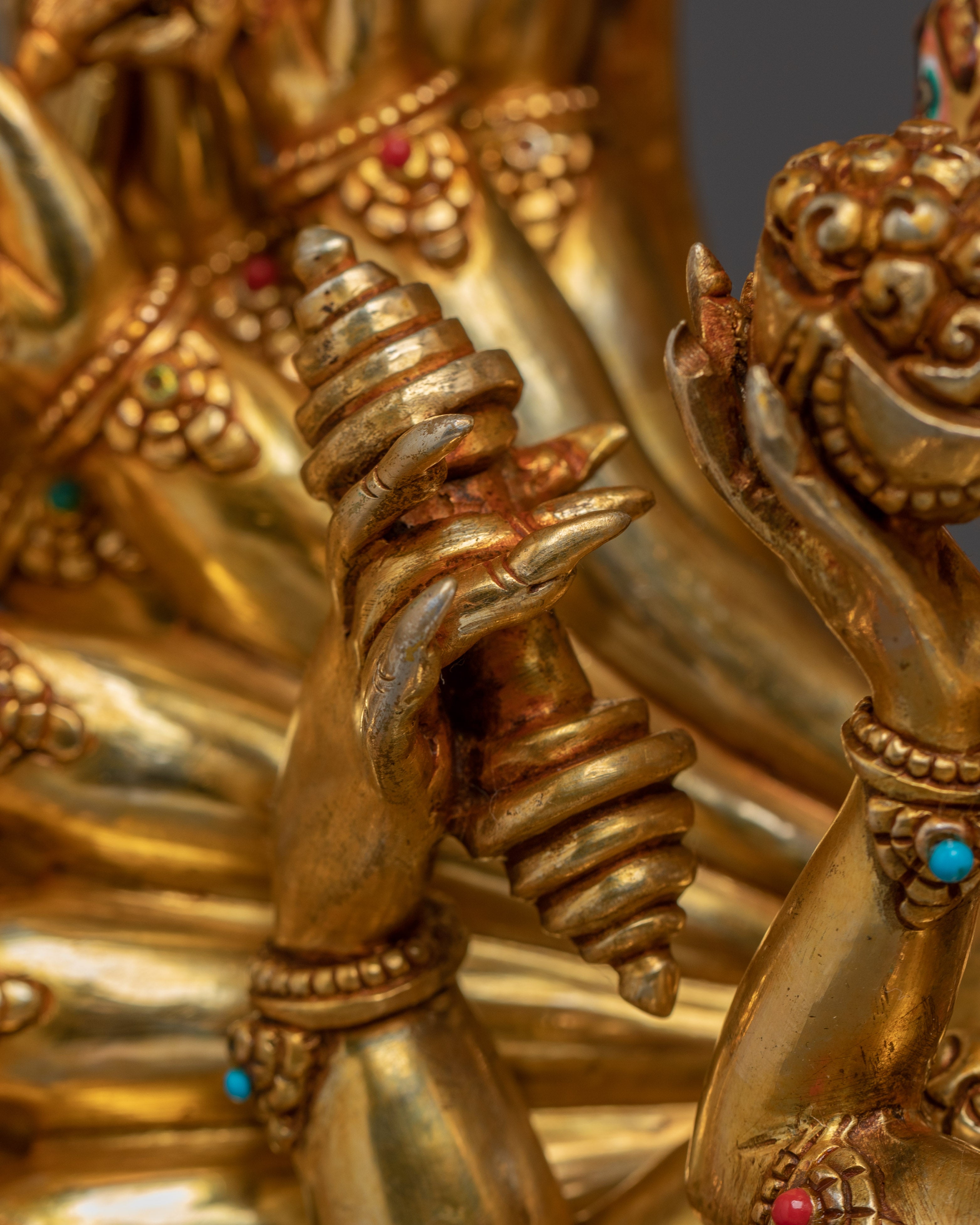 Yamantaka, Wrathful Conqueror of Death | Gold Gilded Tibetan Statue