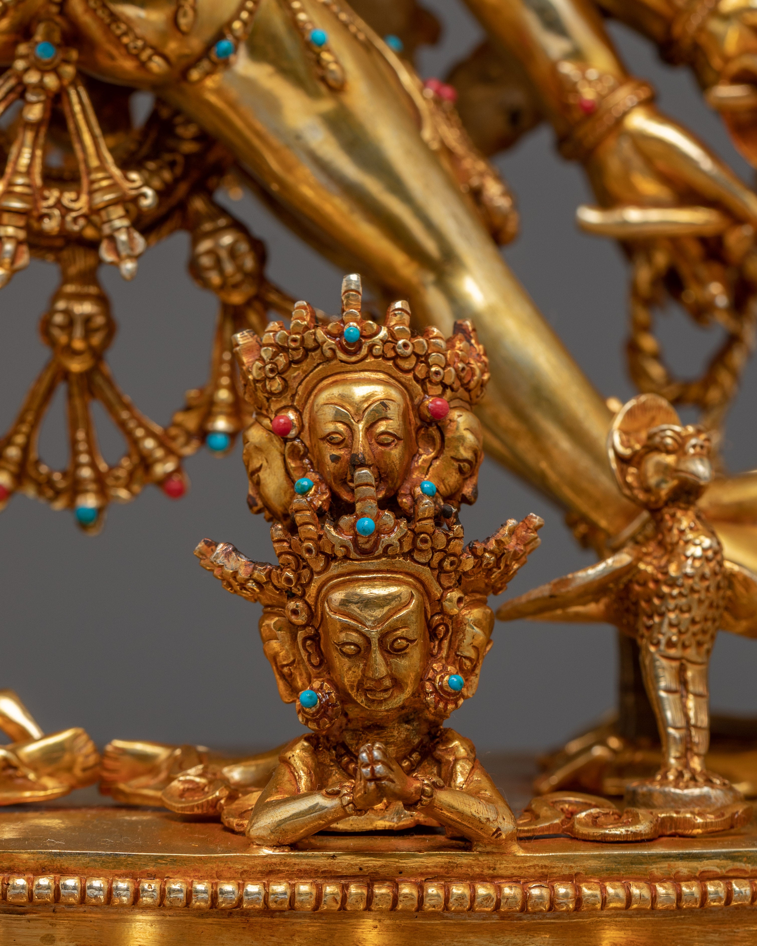 Yamantaka, Wrathful Conqueror of Death | Gold Gilded Tibetan Statue