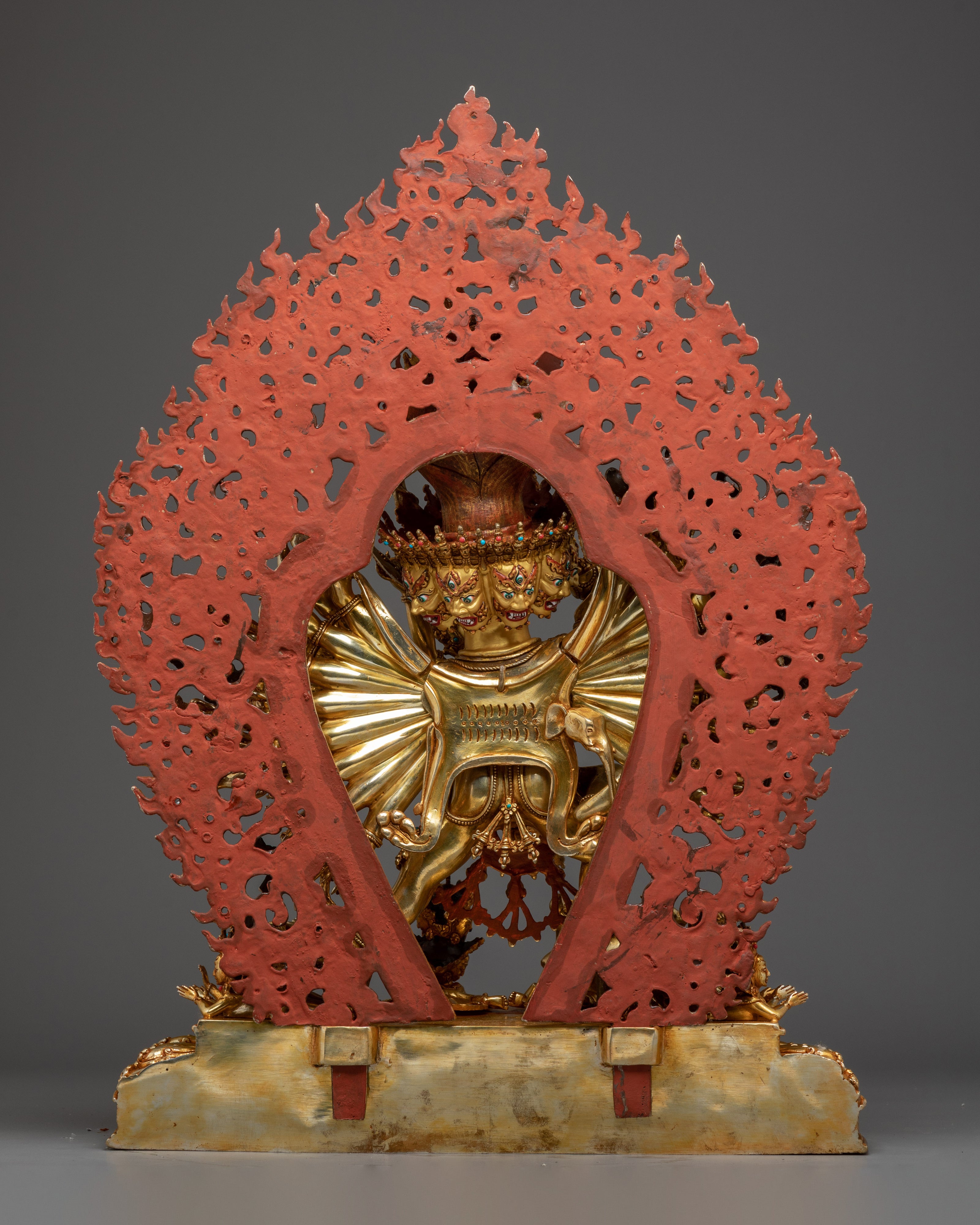 Yamantaka, Wrathful Conqueror of Death | Gold Gilded Tibetan Statue