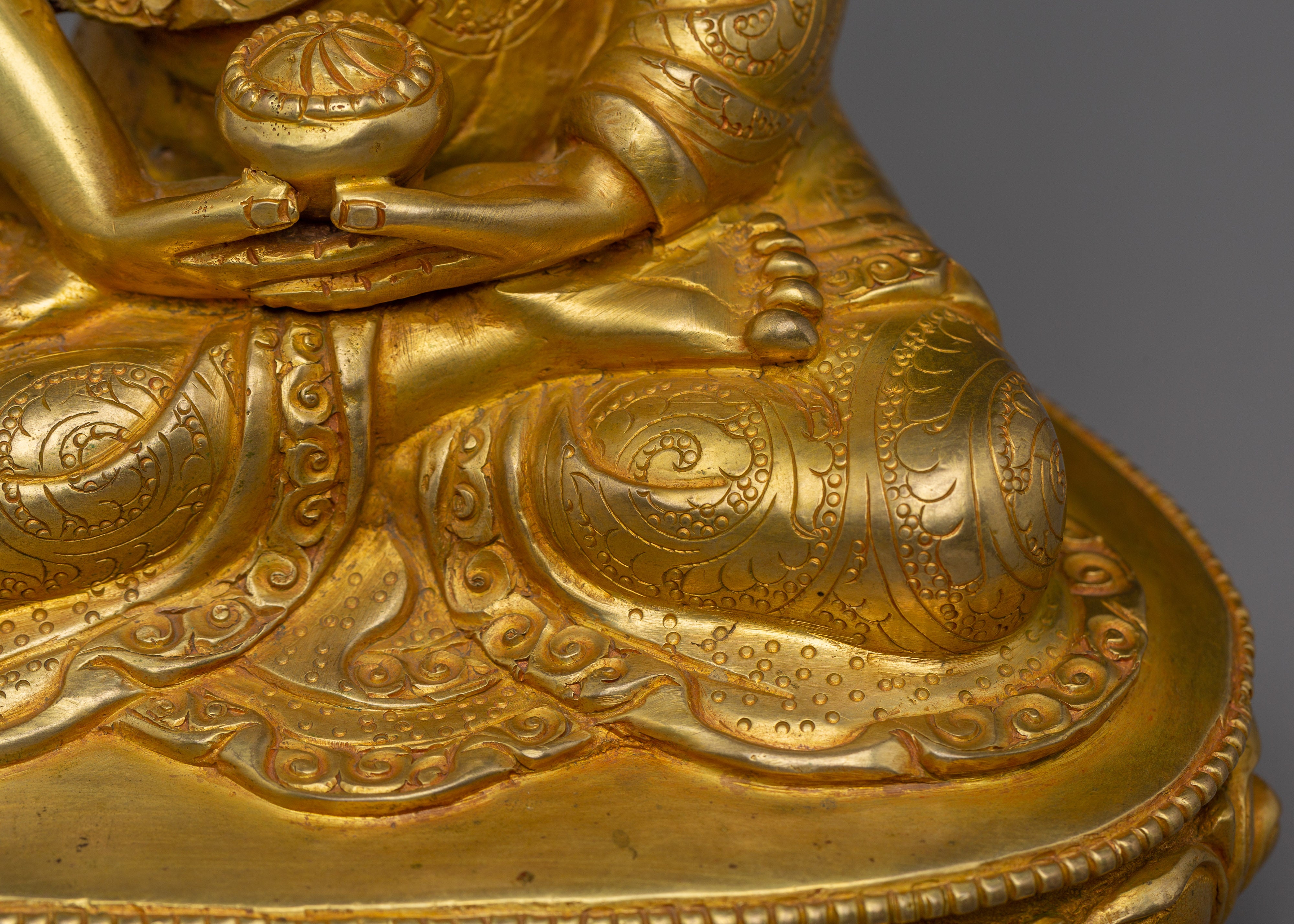 Handmade Golden Statue of Buddha Amitabha | Buddhist Spiritual Artwork