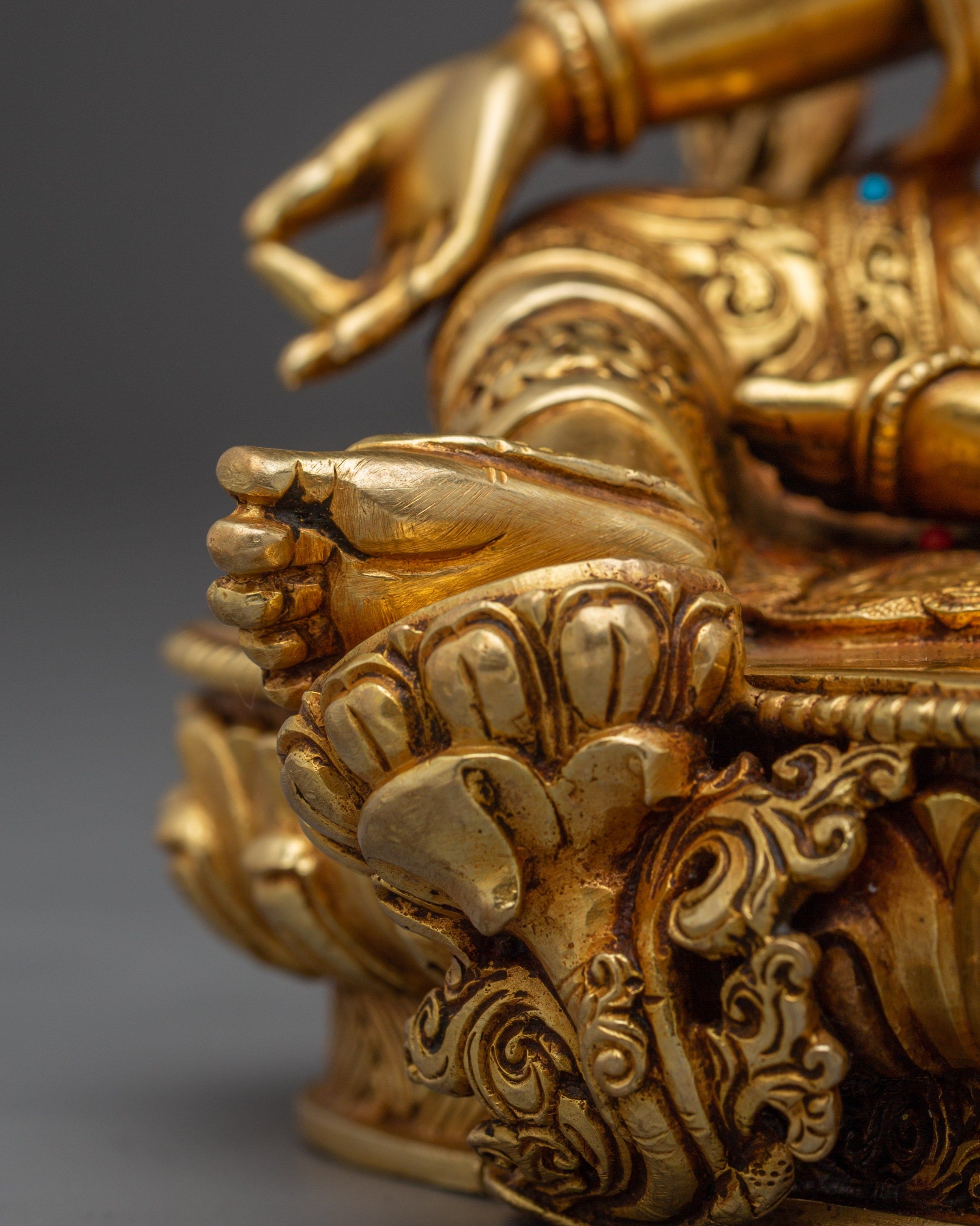 Handmade Radiant Golden Shyama Tara Artwork | Green Tara - Mother of Liberation