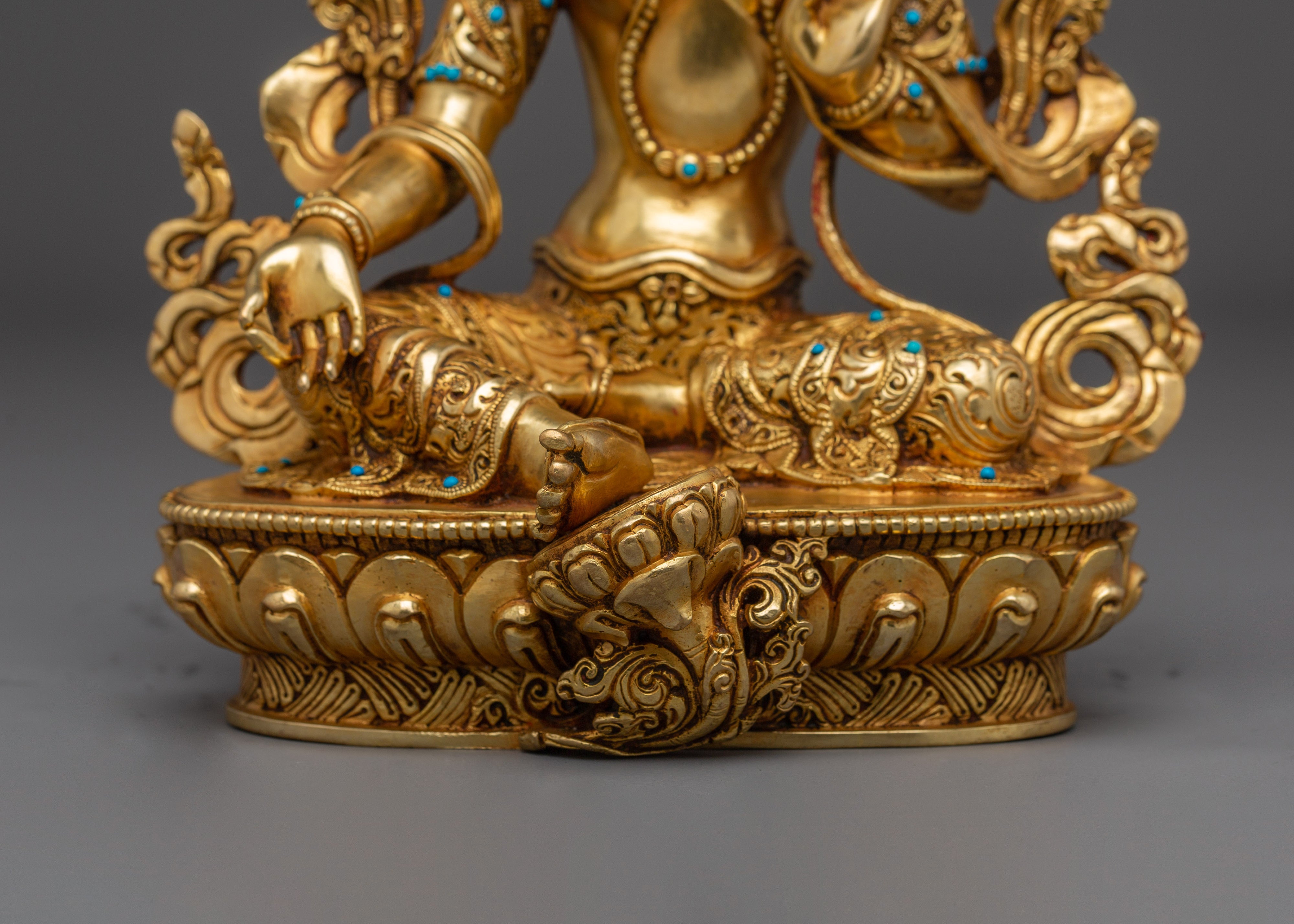 Handmade Radiant Golden Shyama Tara Artwork | Green Tara - Mother of Liberation