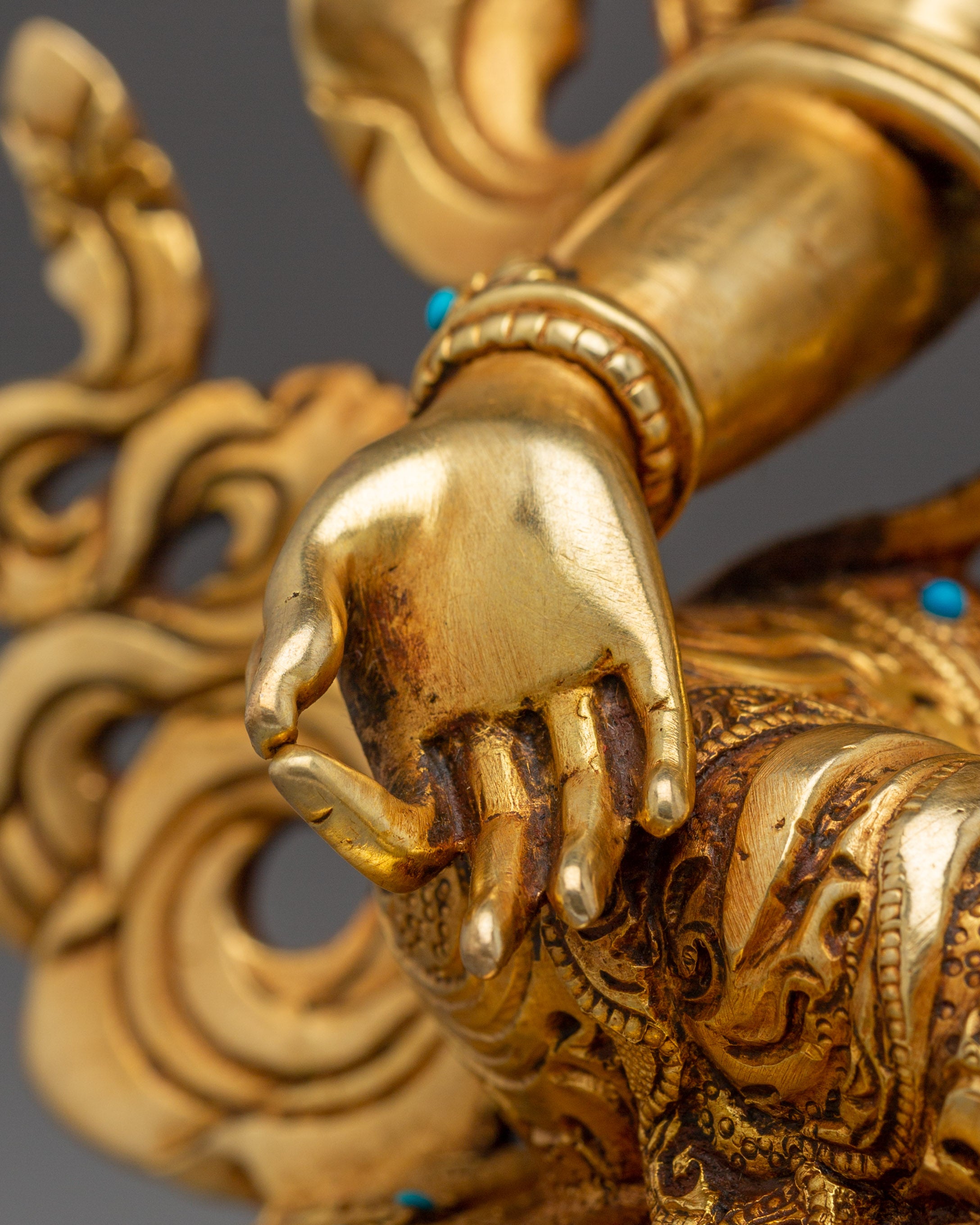 Handmade Radiant Golden Shyama Tara Artwork | Green Tara - Mother of Liberation