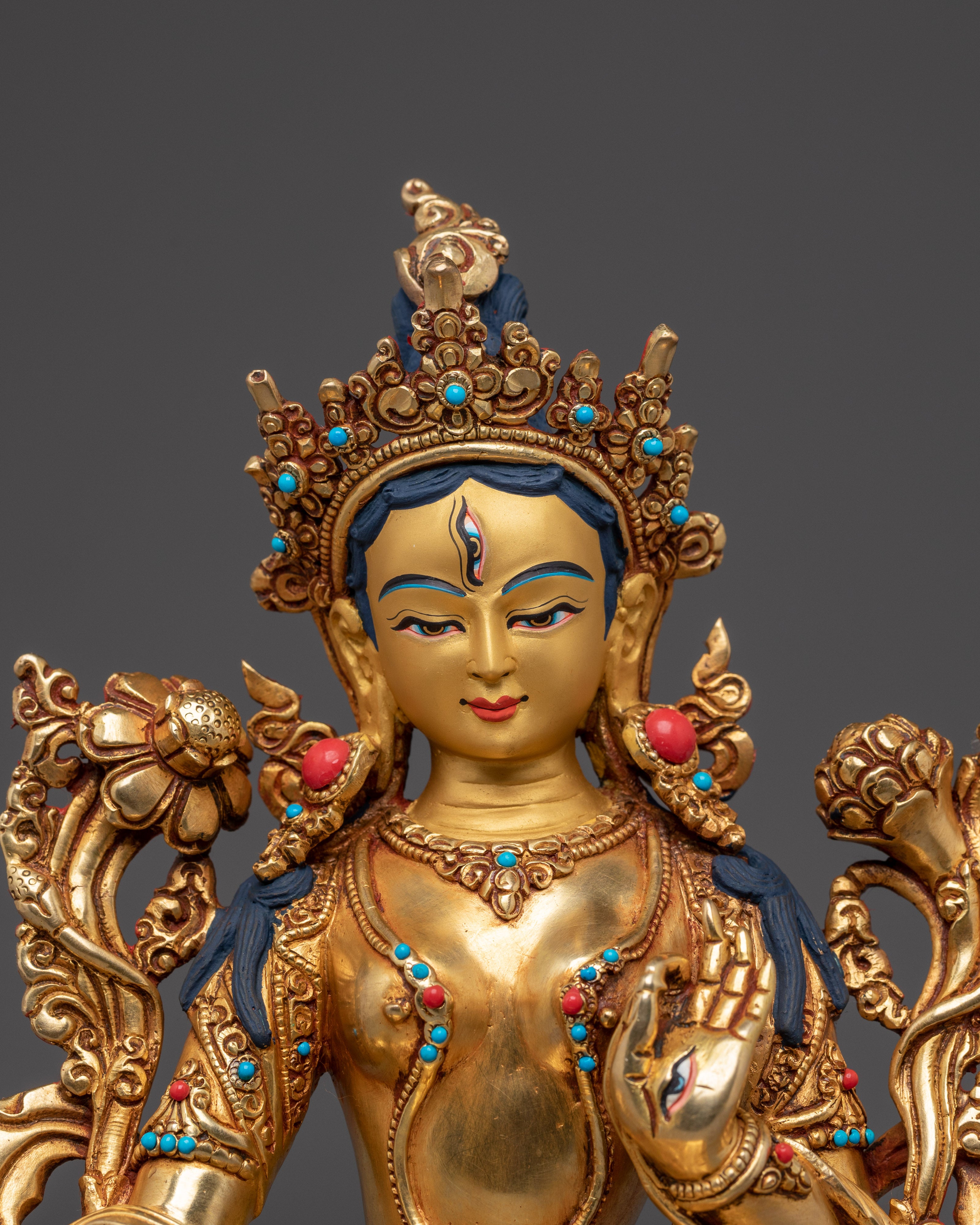 Golden White Tara Art: Tibetan Healing Deity | Traditional Sculpture