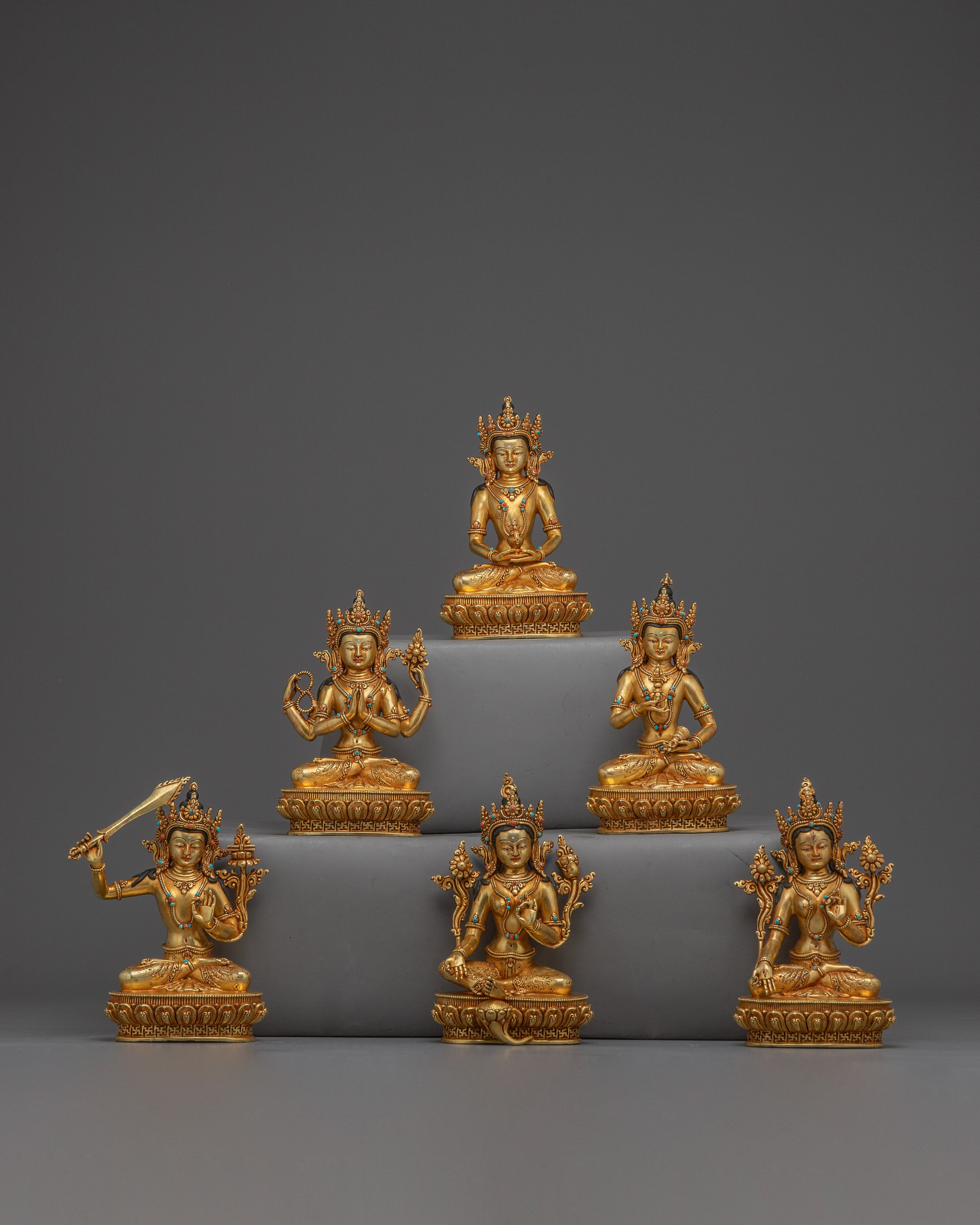 Golden Sculpture of Bodhisattva set