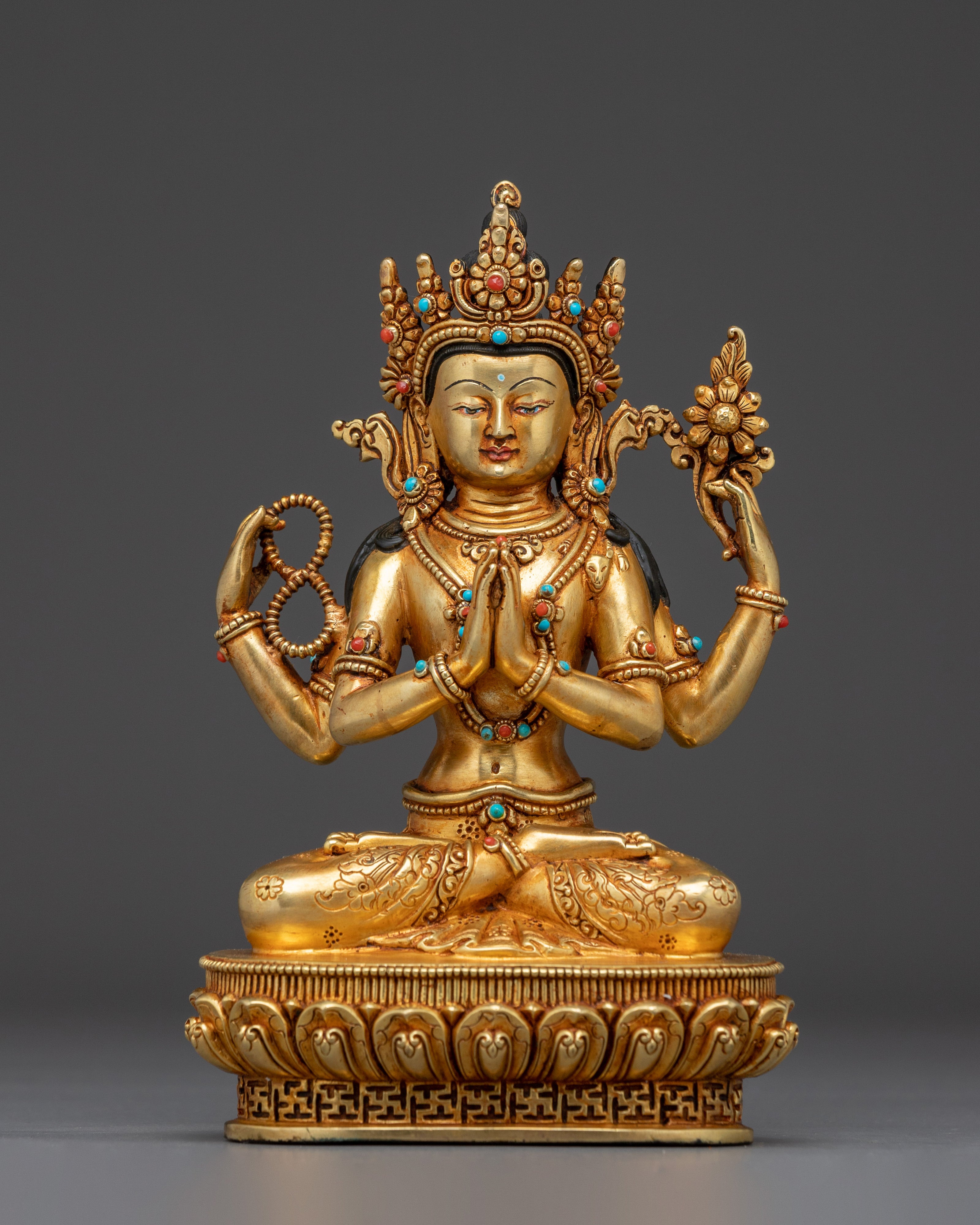Golden Sculpture of Bodhisattva set | Symbol of Compassion and wisdom