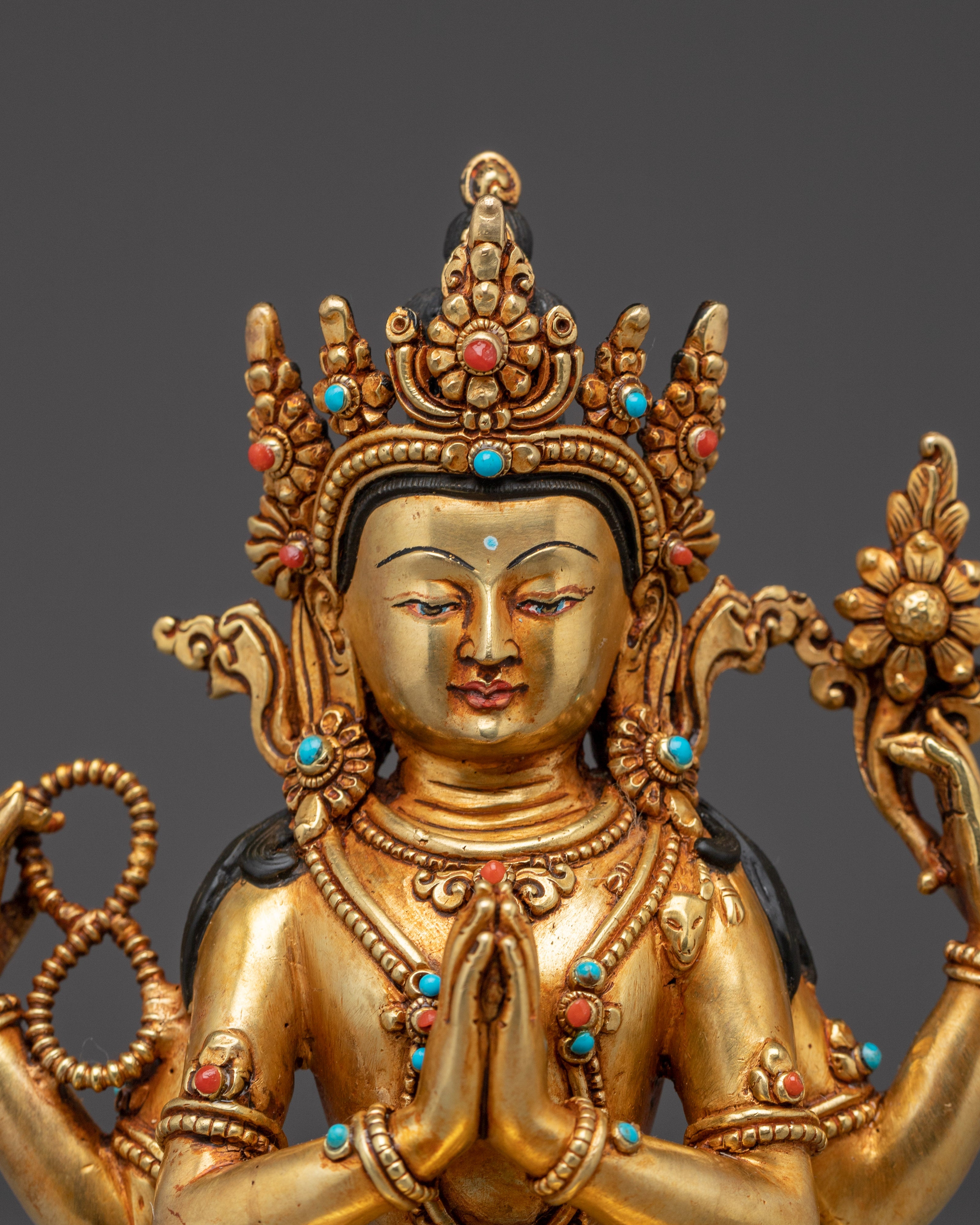 Golden Sculpture of Bodhisattva set | Symbol of Compassion and wisdom