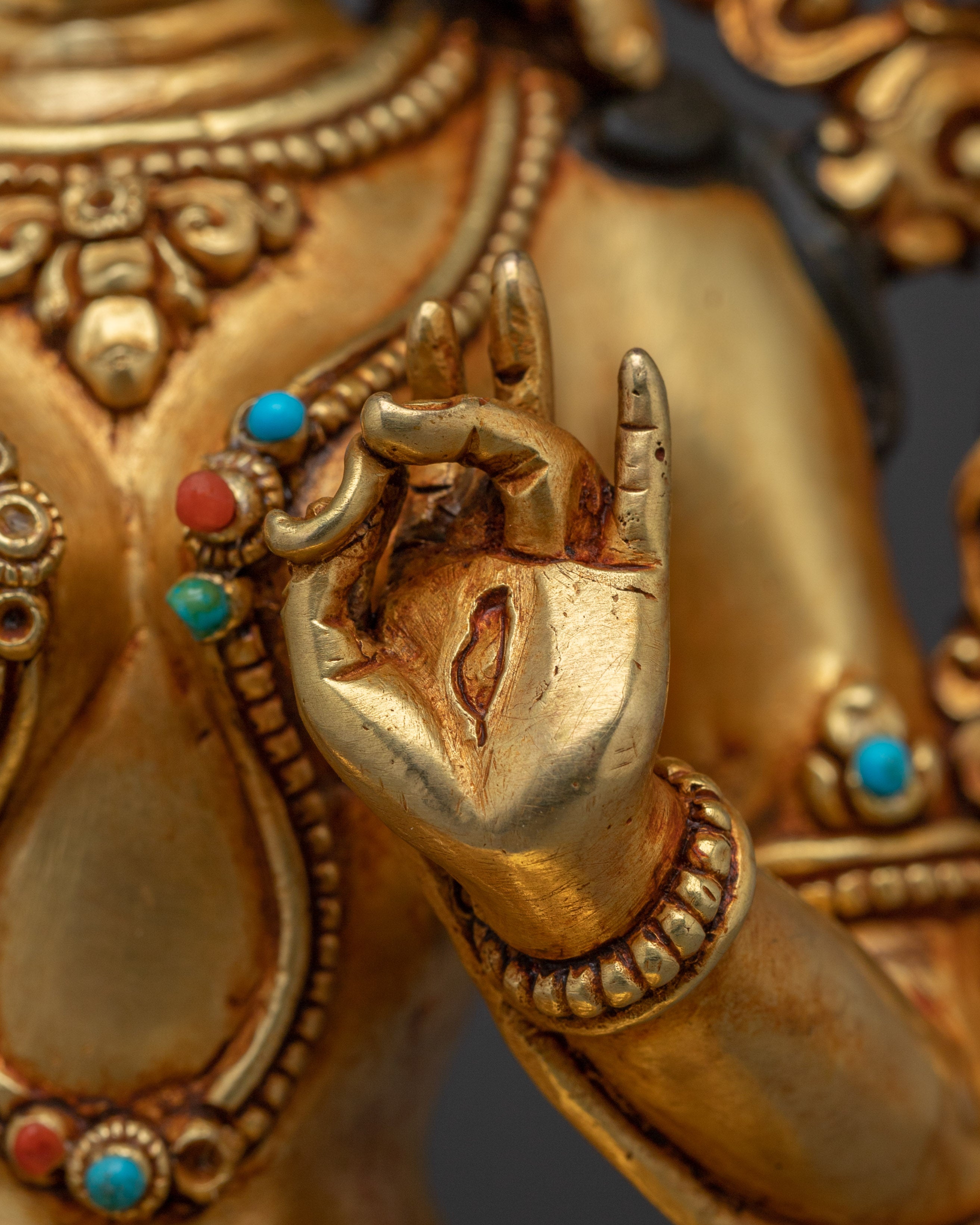 White Tara Golden Sacred Buddhist Artwork | Divine Protector and Spiritual Guide