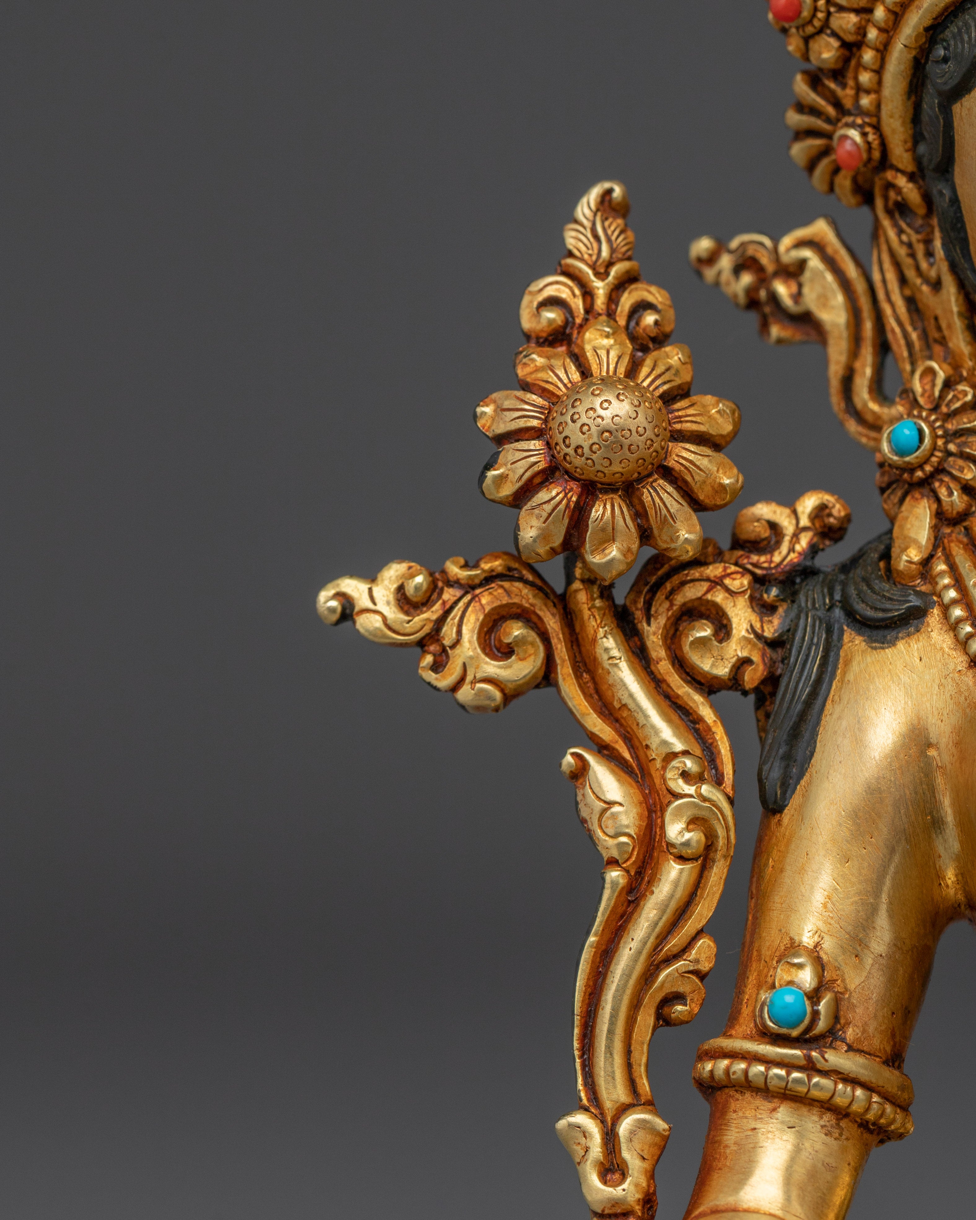 White Tara Golden Sacred Buddhist Artwork | Divine Protector and Spiritual Guide