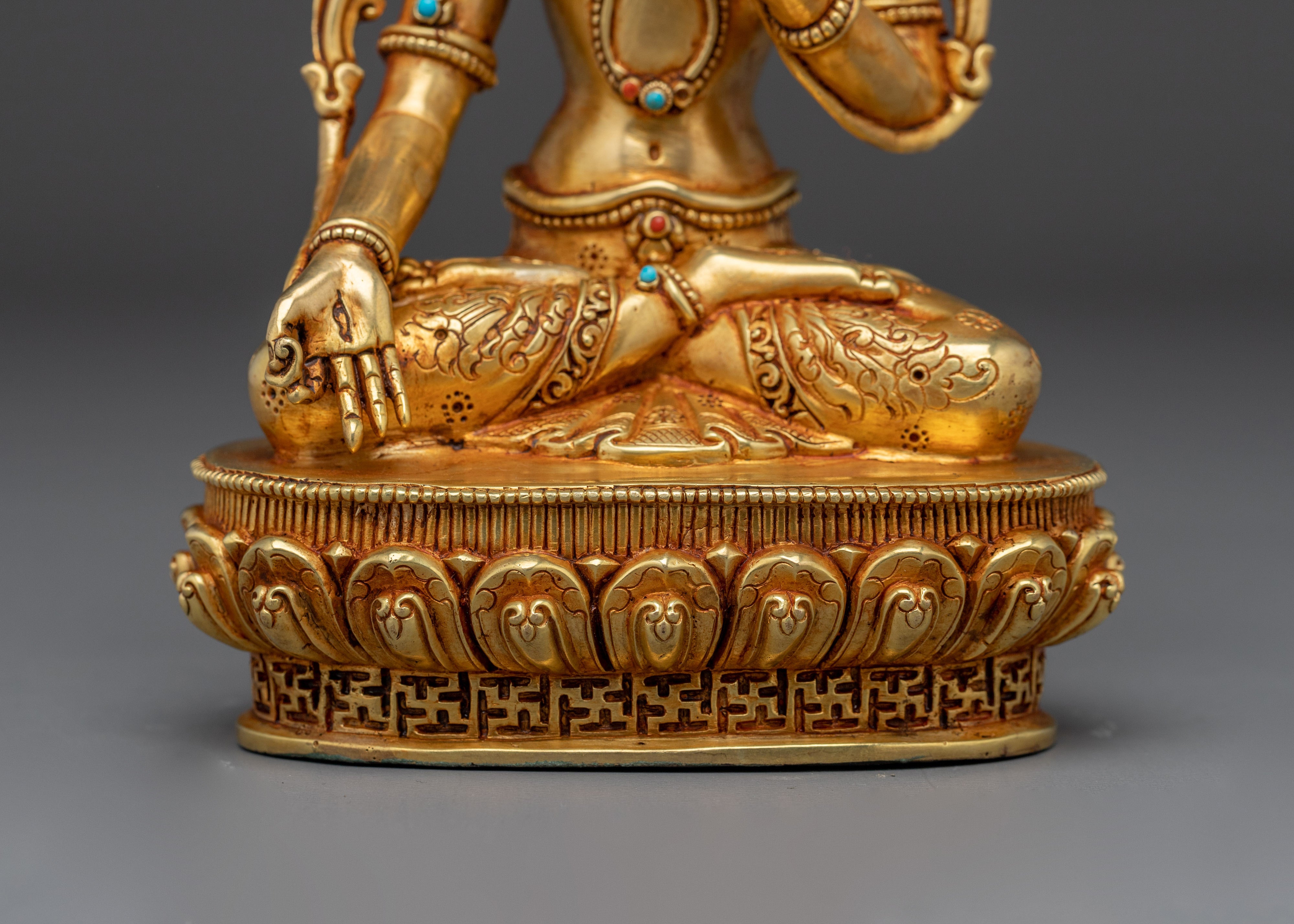 White Tara Golden Sacred Buddhist Artwork | Divine Protector and Spiritual Guide