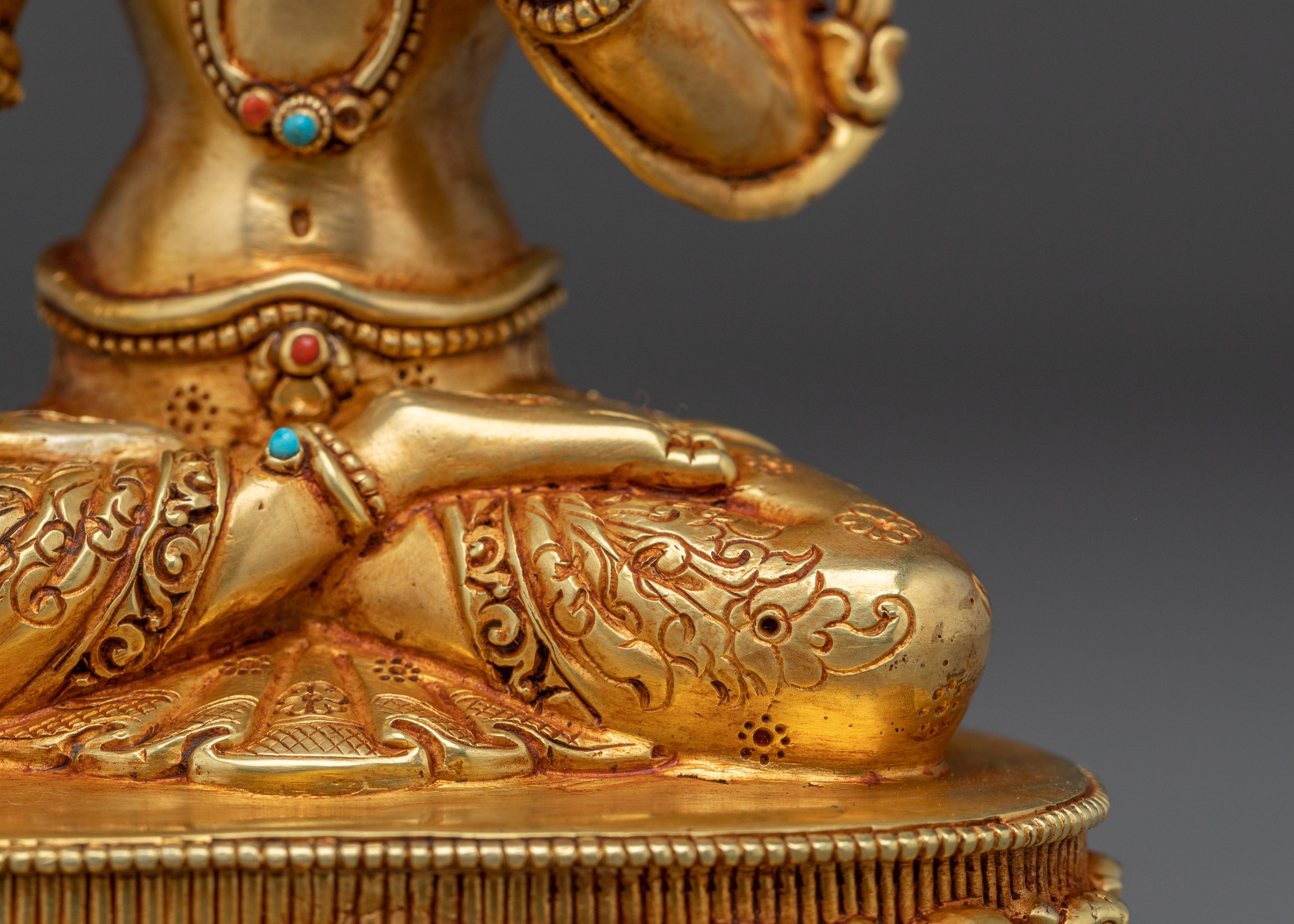 White Tara Golden Sacred Buddhist Artwork | Divine Protector and Spiritual Guide