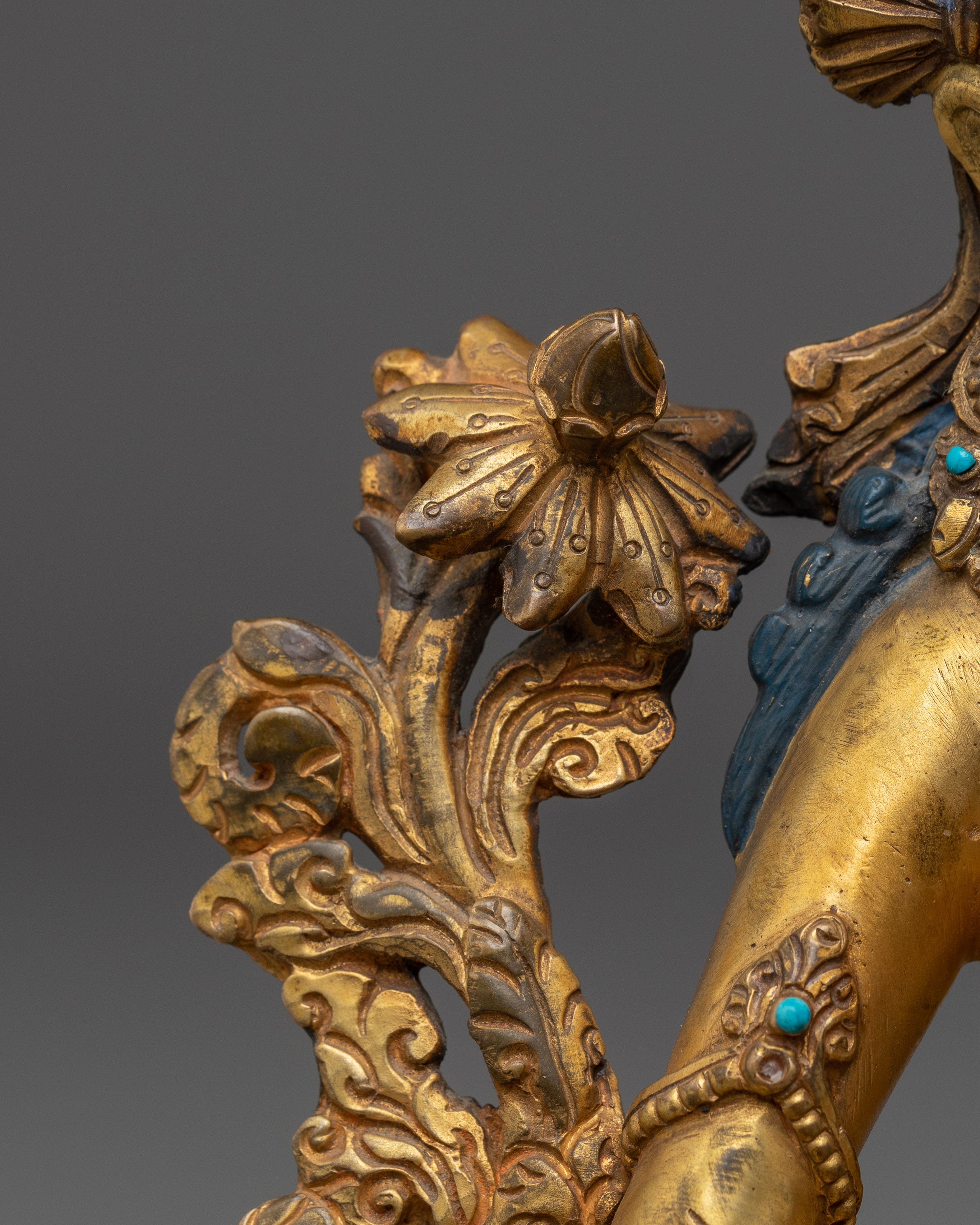 Green Tara, The Fearless Savior | Gold Gilded Nepali Statue