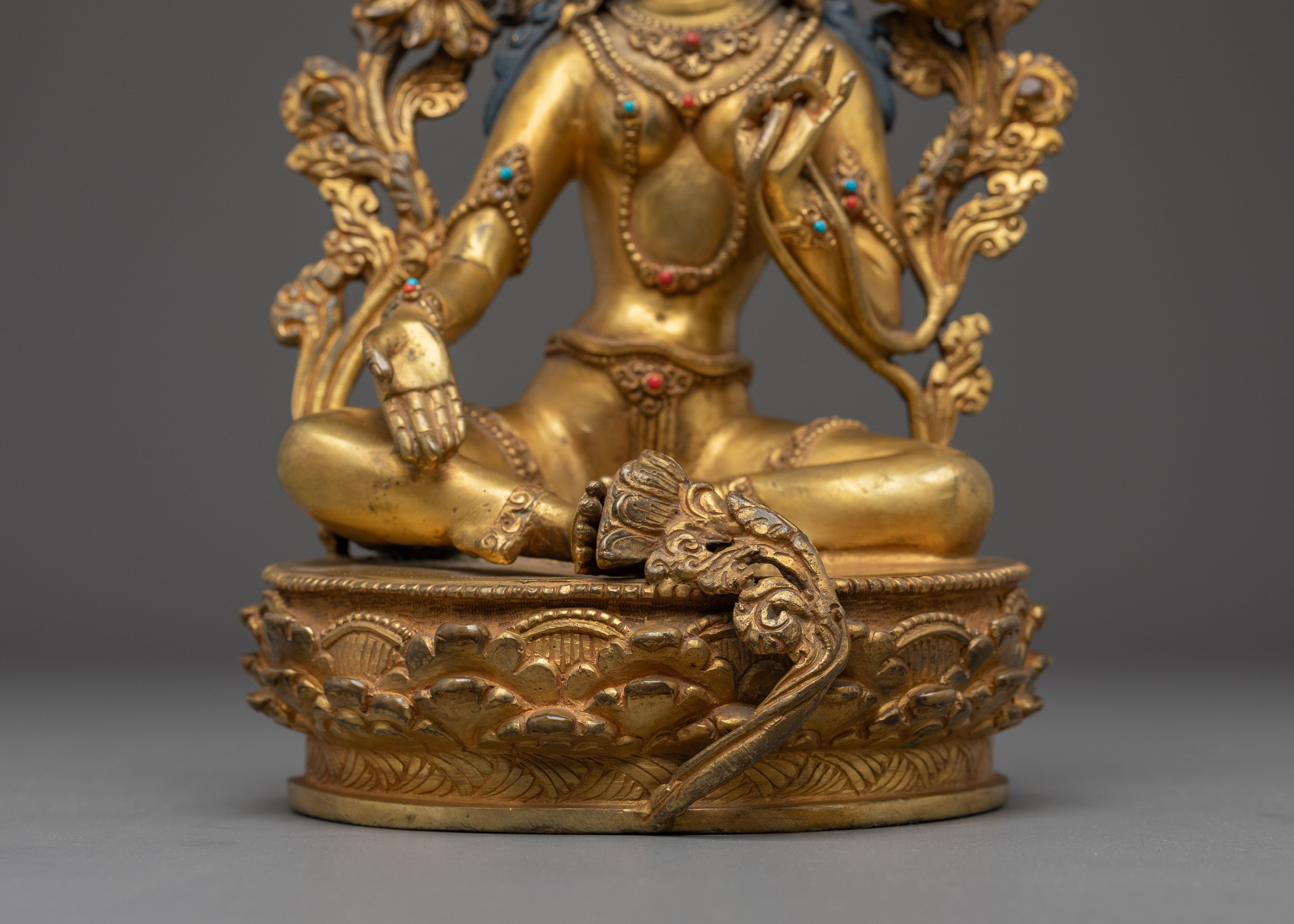 Green Tara, The Fearless Savior | Gold Gilded Nepali Statue