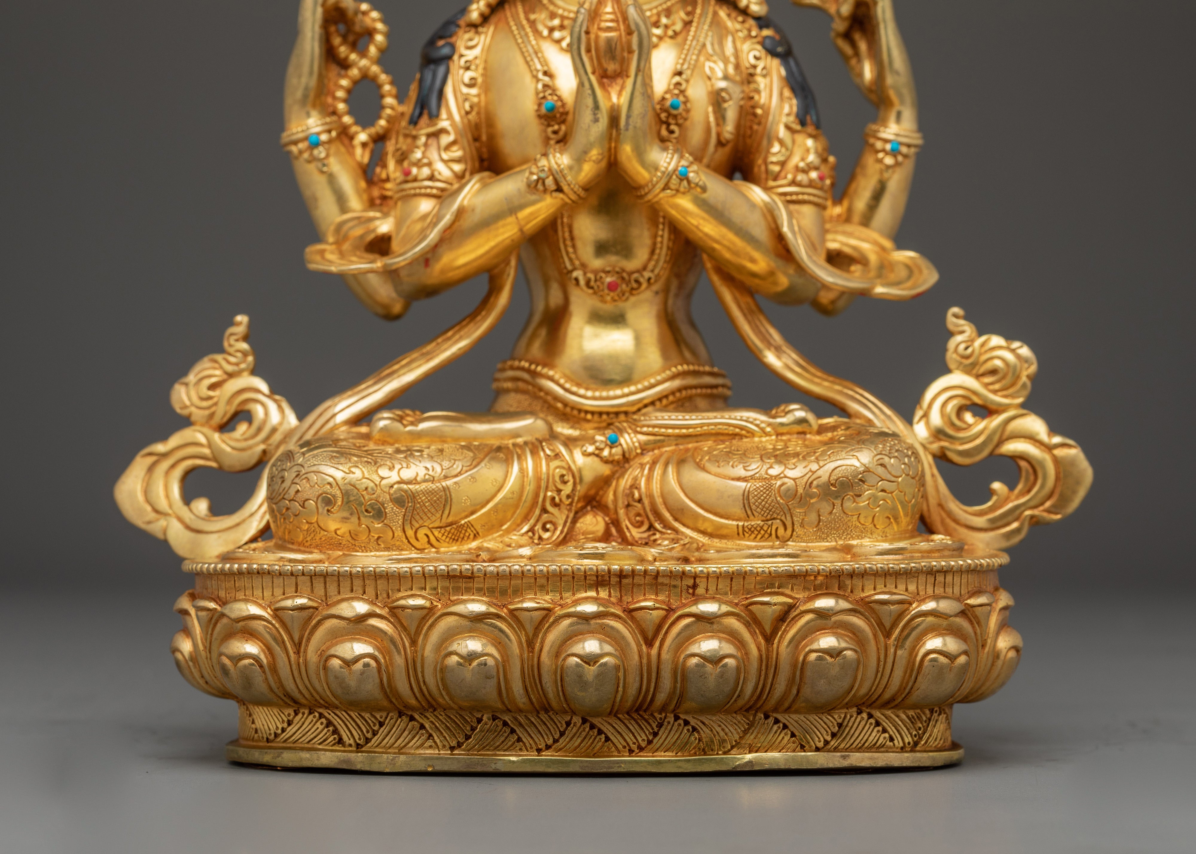 Copper Chenrezig Statue: The Bodhisattva of Compassion