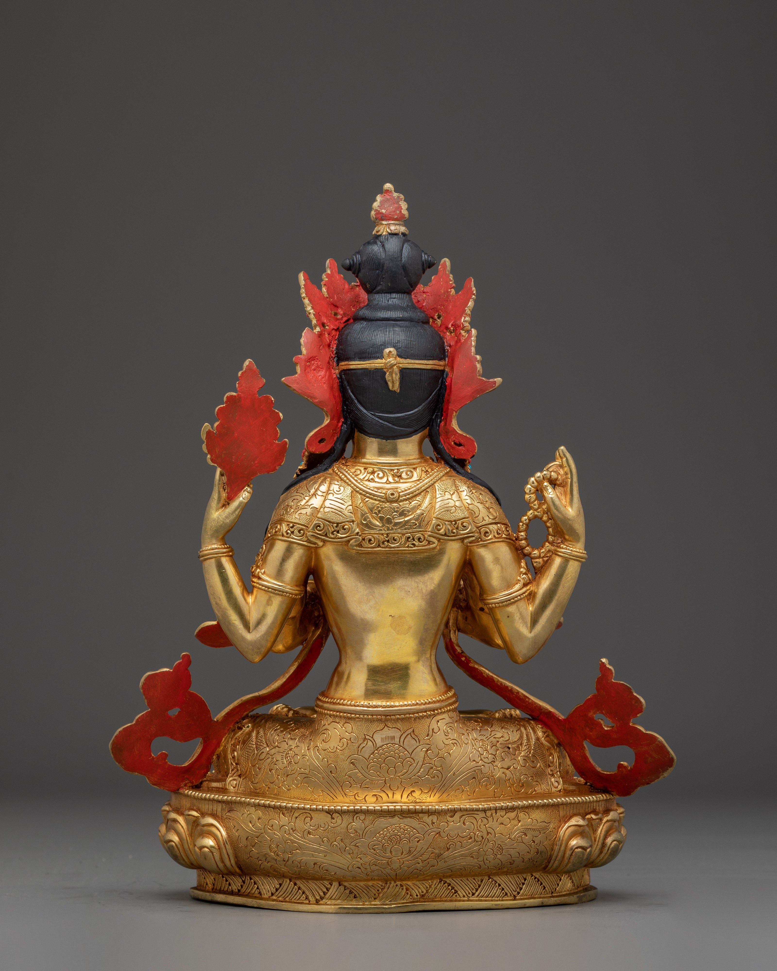 Copper Chenrezig Statue: The Bodhisattva of Compassion