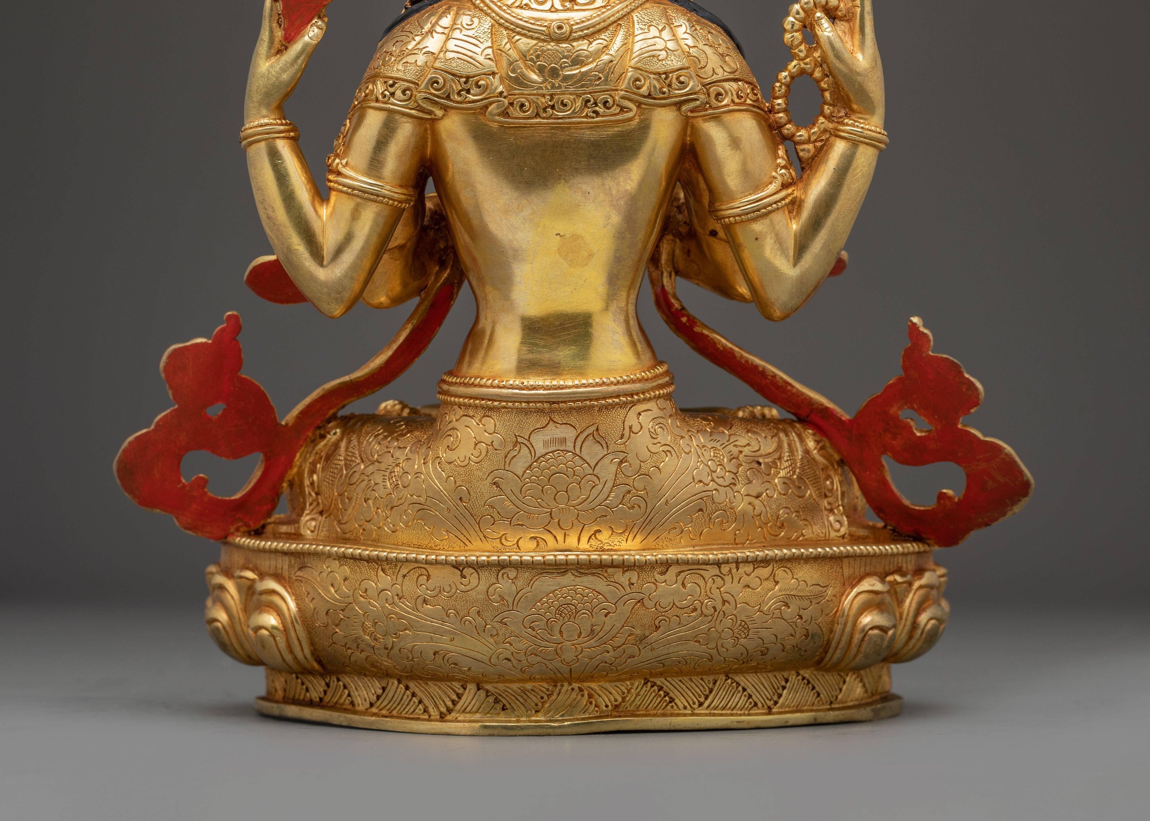 Copper Chenrezig Statue: The Bodhisattva of Compassion