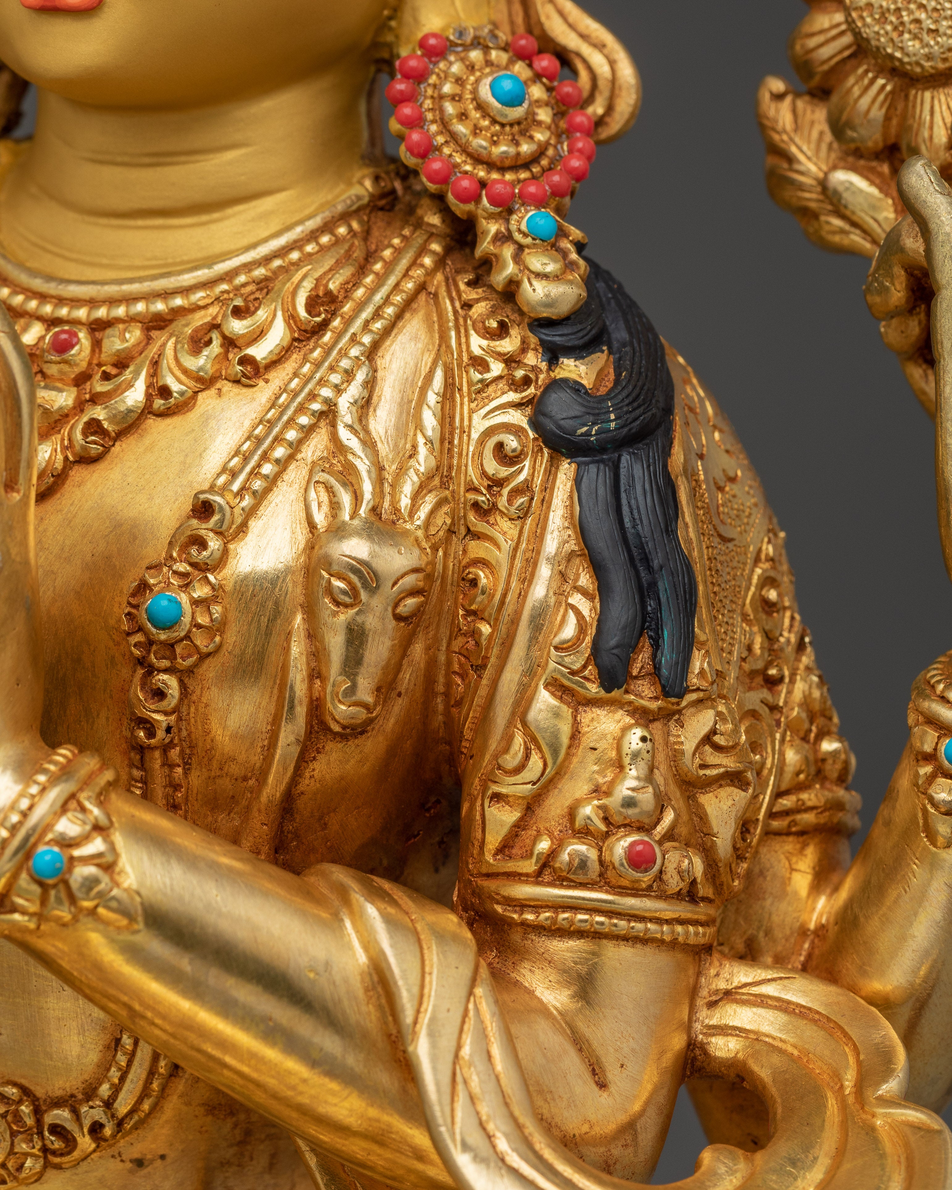 Copper Chenrezig Statue: The Bodhisattva of Compassion