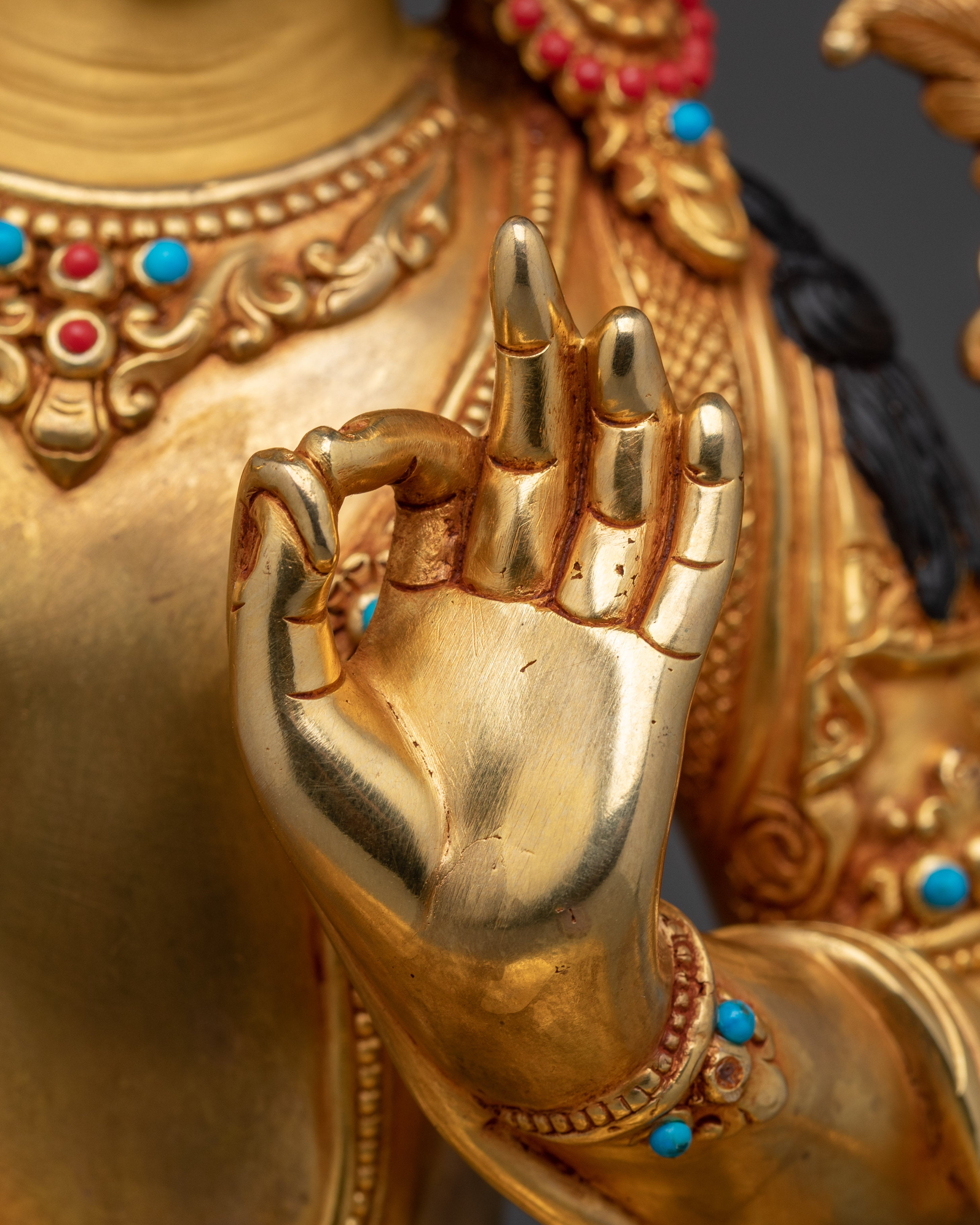 Manjushri Golden Handmade Statue | Buddhist Revered Deity