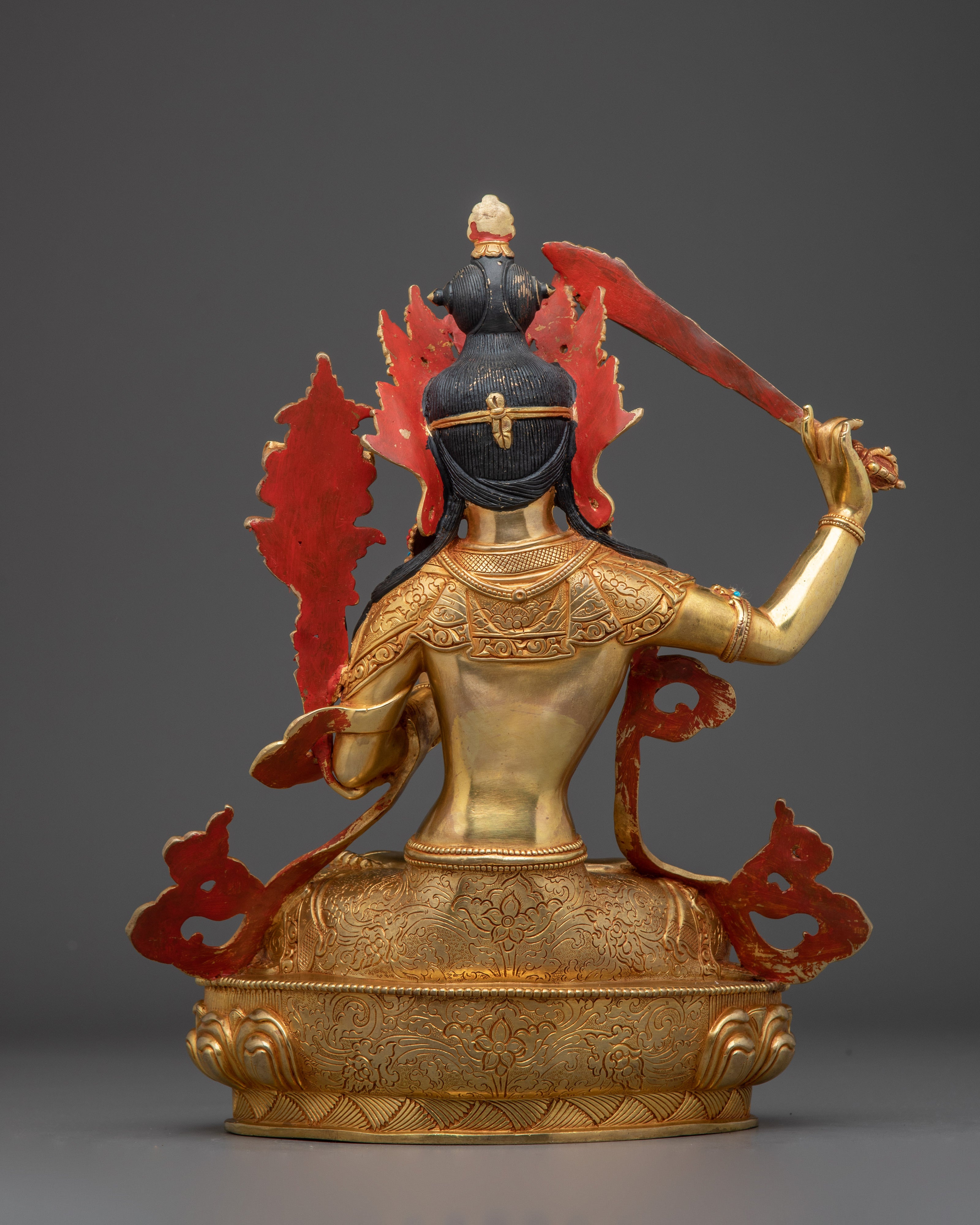 Manjushri Golden Handmade Statue | Buddhist Revered Deity