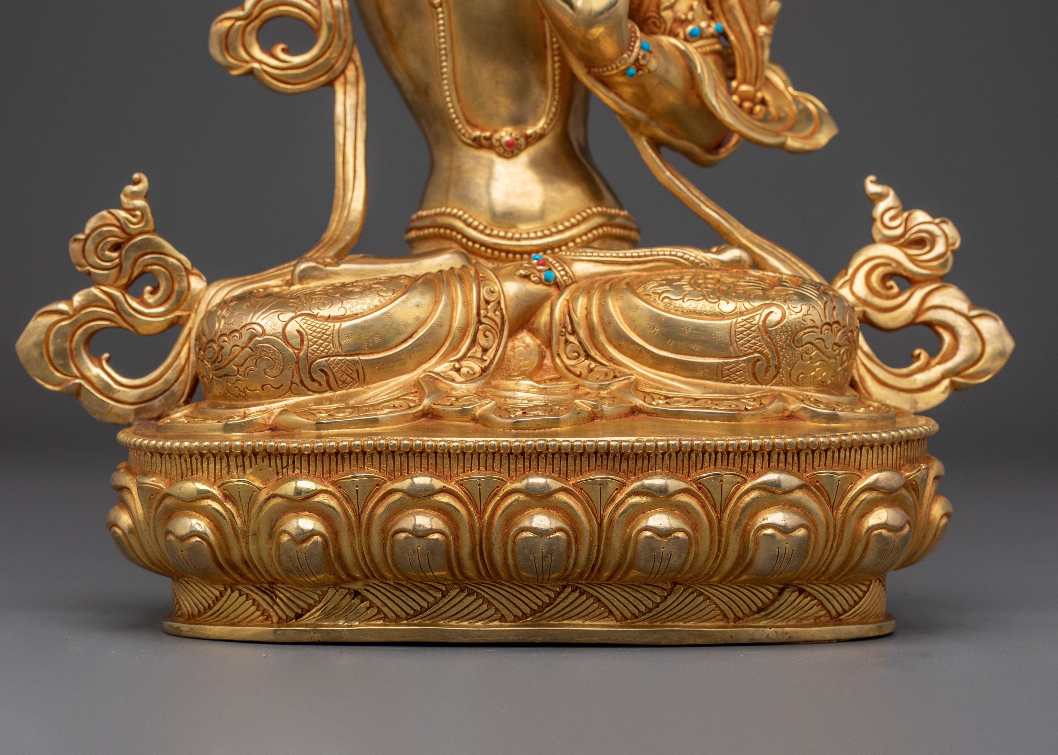 Manjushri Golden Handmade Statue | Buddhist Revered Deity