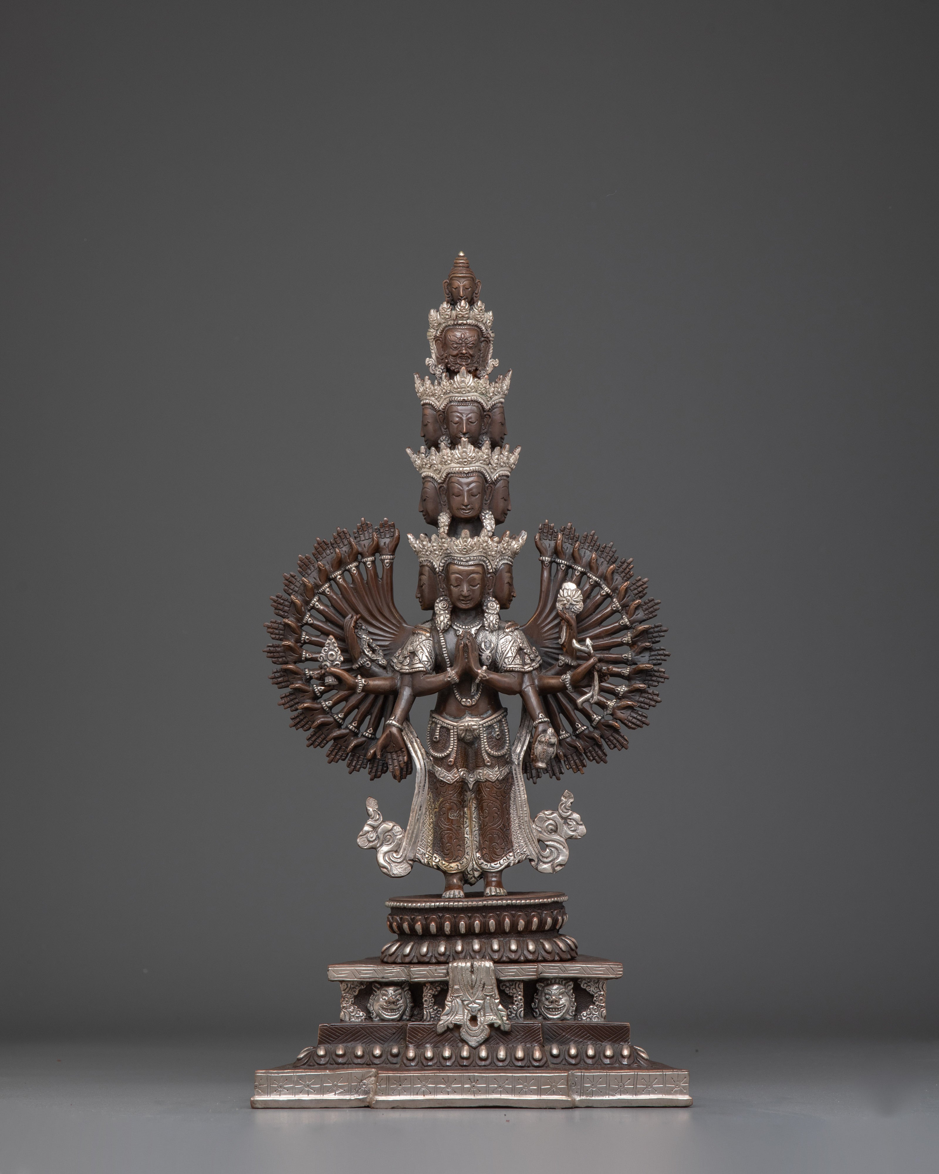 1000 Armed Chenrezig Oxidized Statue | The Bodhisattva of Infinite Compassion