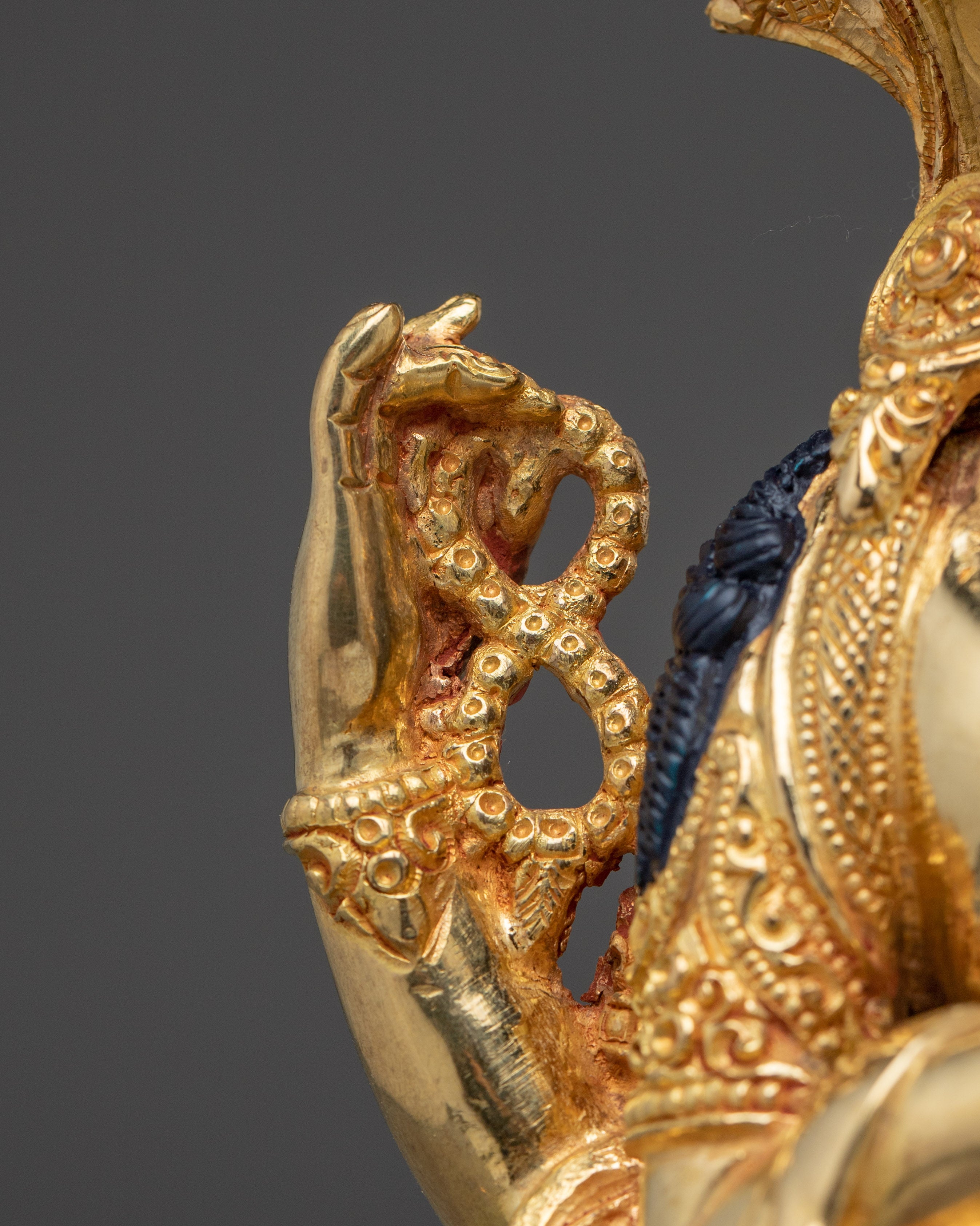 Golden Chenrezig Copper Art | Meditation and Spiritual Decor