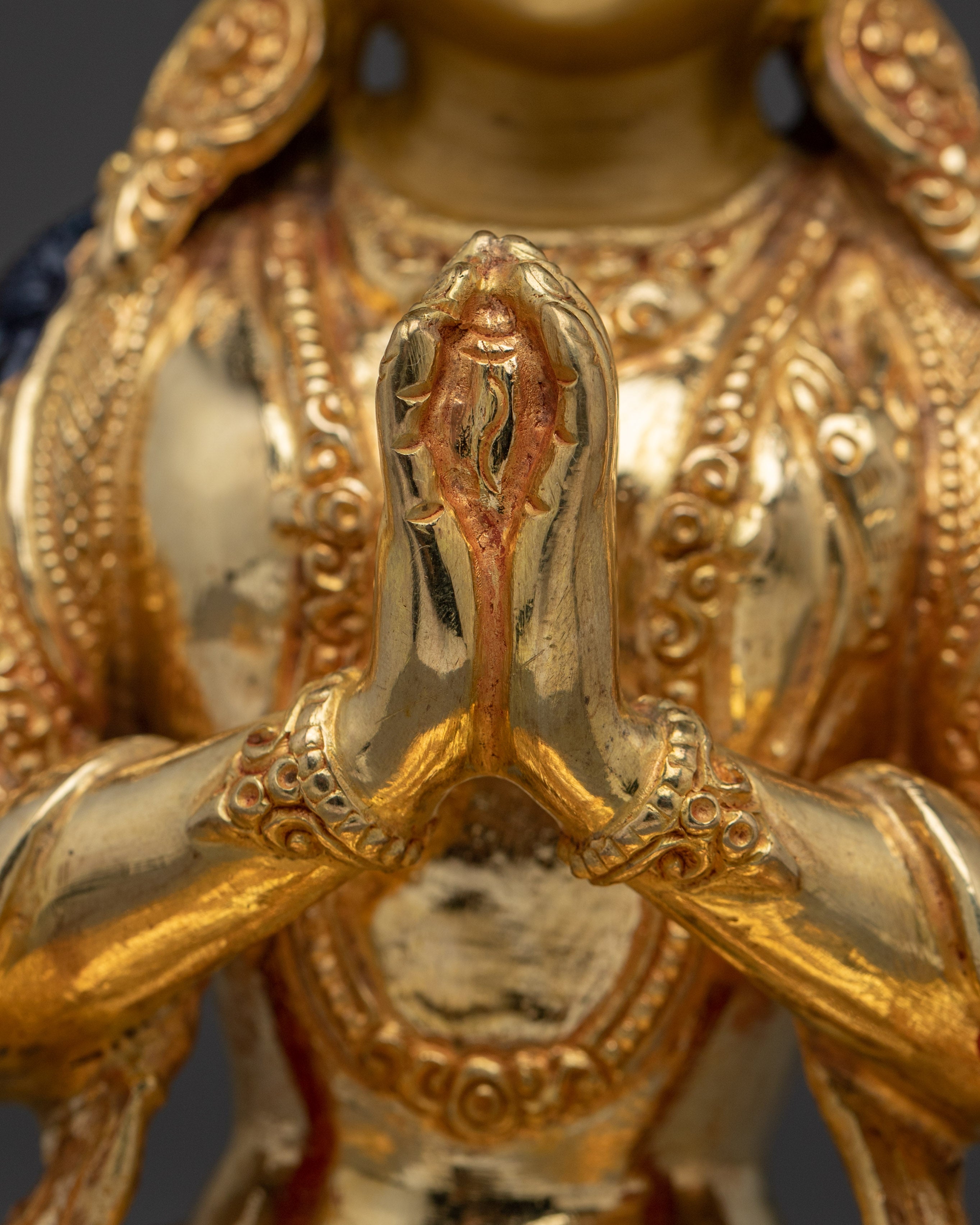 Golden Chenrezig Copper Art | Meditation and Spiritual Decor