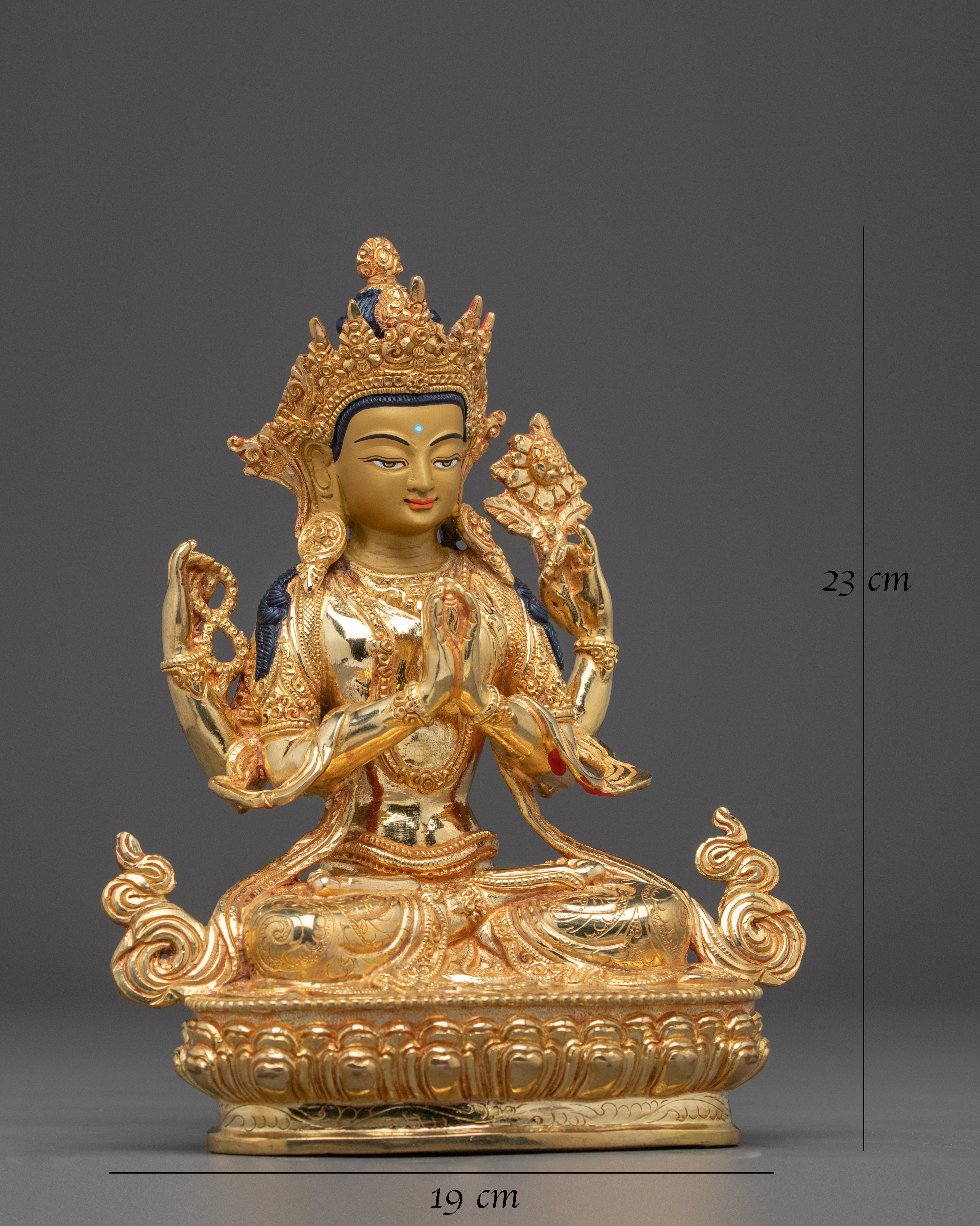 Golden Chenrezig Copper Art