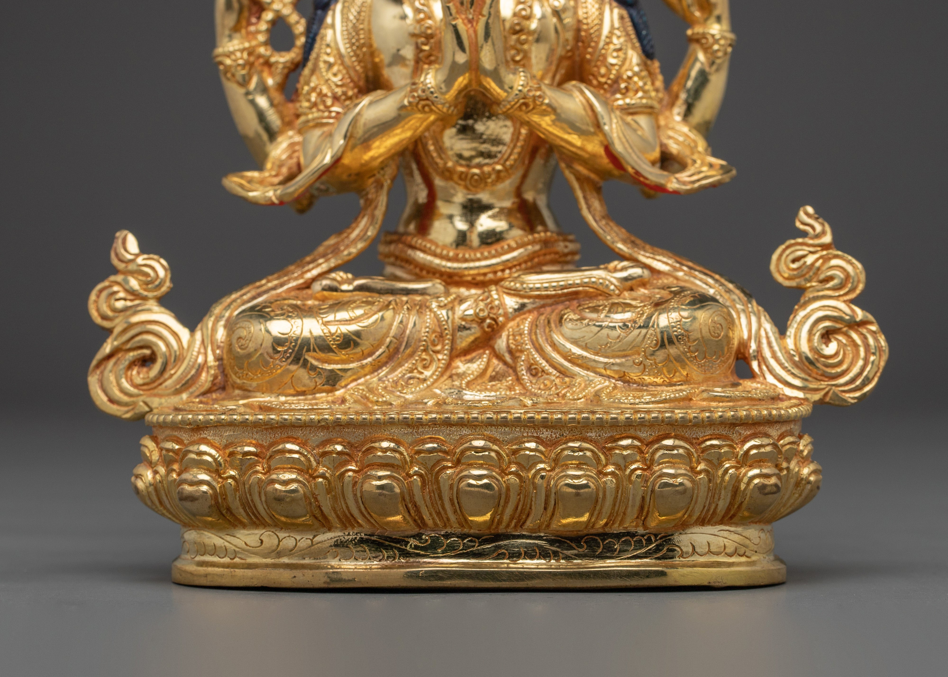 Golden Chenrezig Copper Art | Meditation and Spiritual Decor