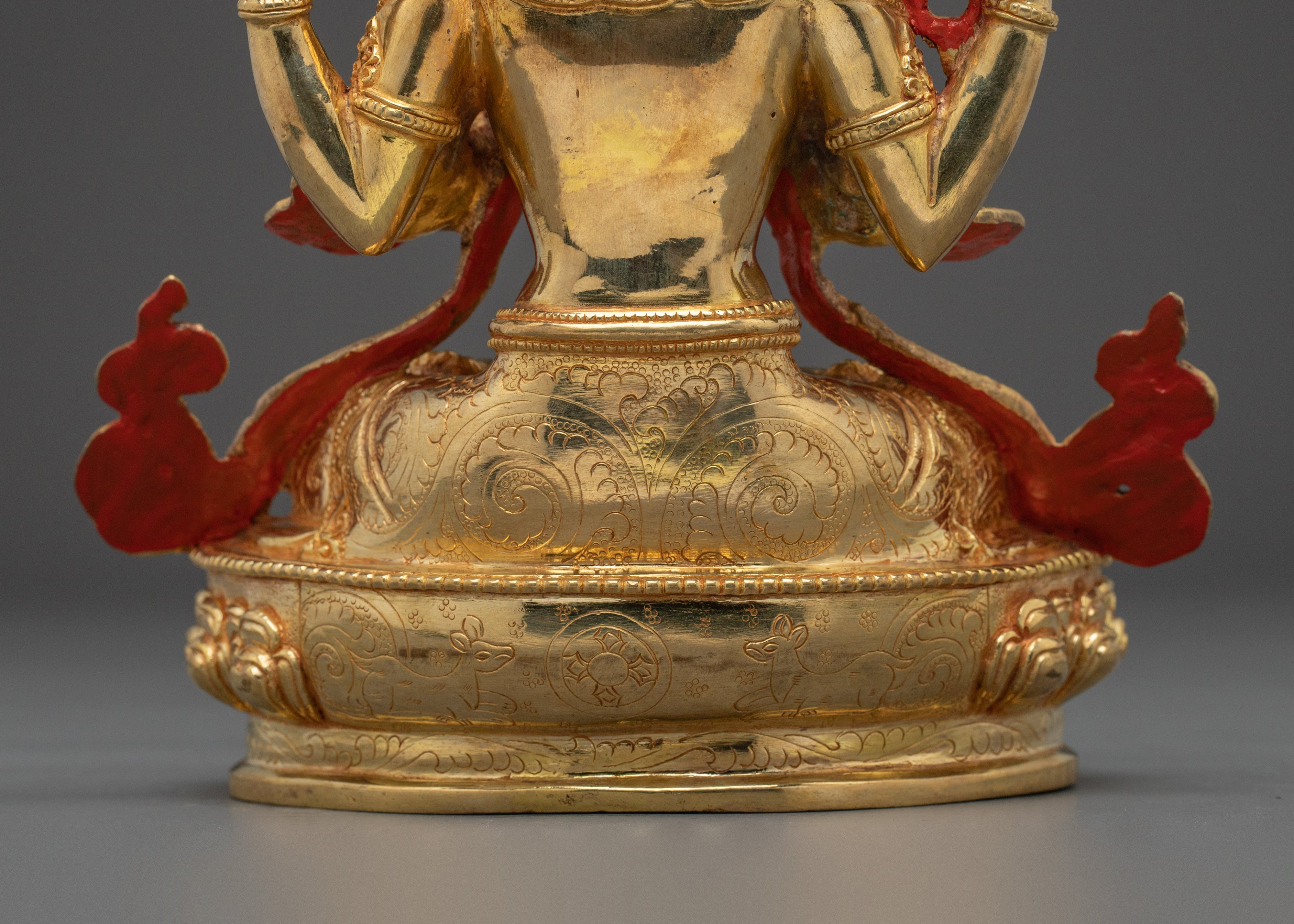 Golden Chenrezig Copper Art | Meditation and Spiritual Decor