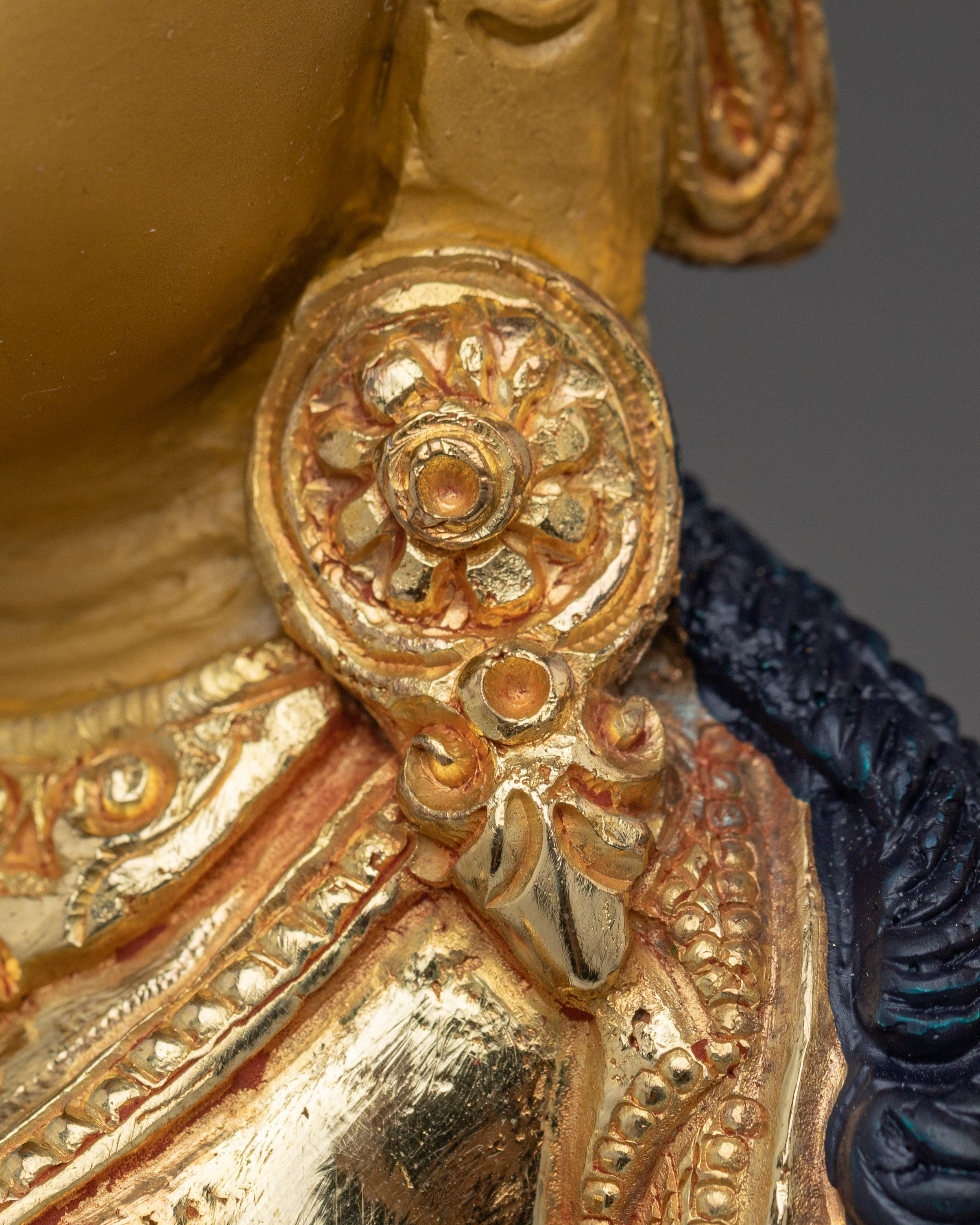 Green Tara Golden Copper Statue | Buddhist Goddess for Altar