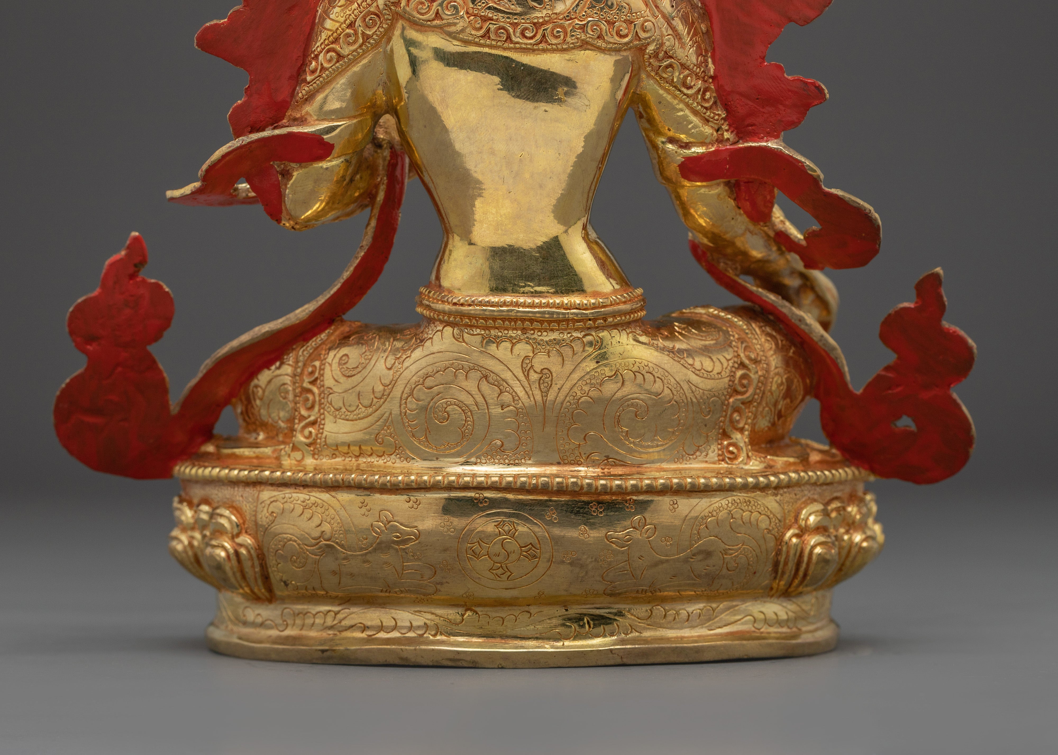 Green Tara Golden Copper Statue | Buddhist Goddess for Altar