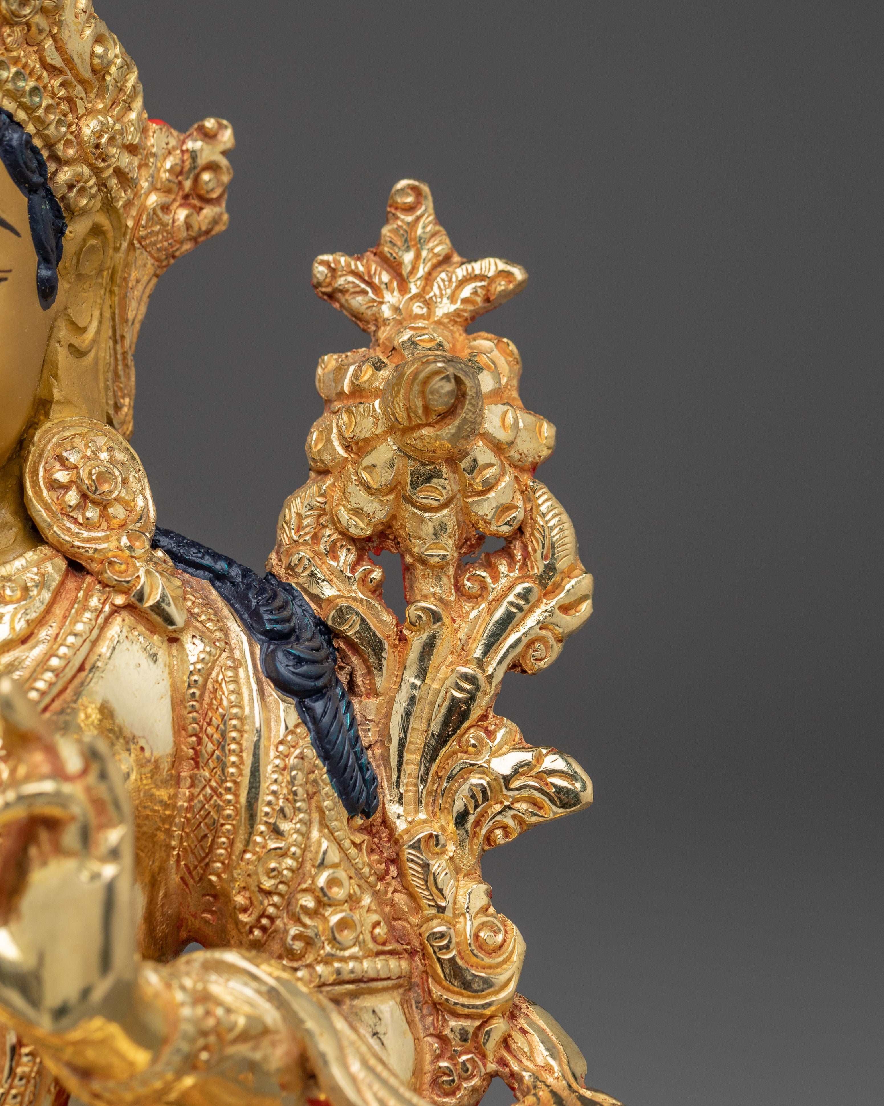 Green Tara Golden Copper Statue | Buddhist Goddess for Altar
