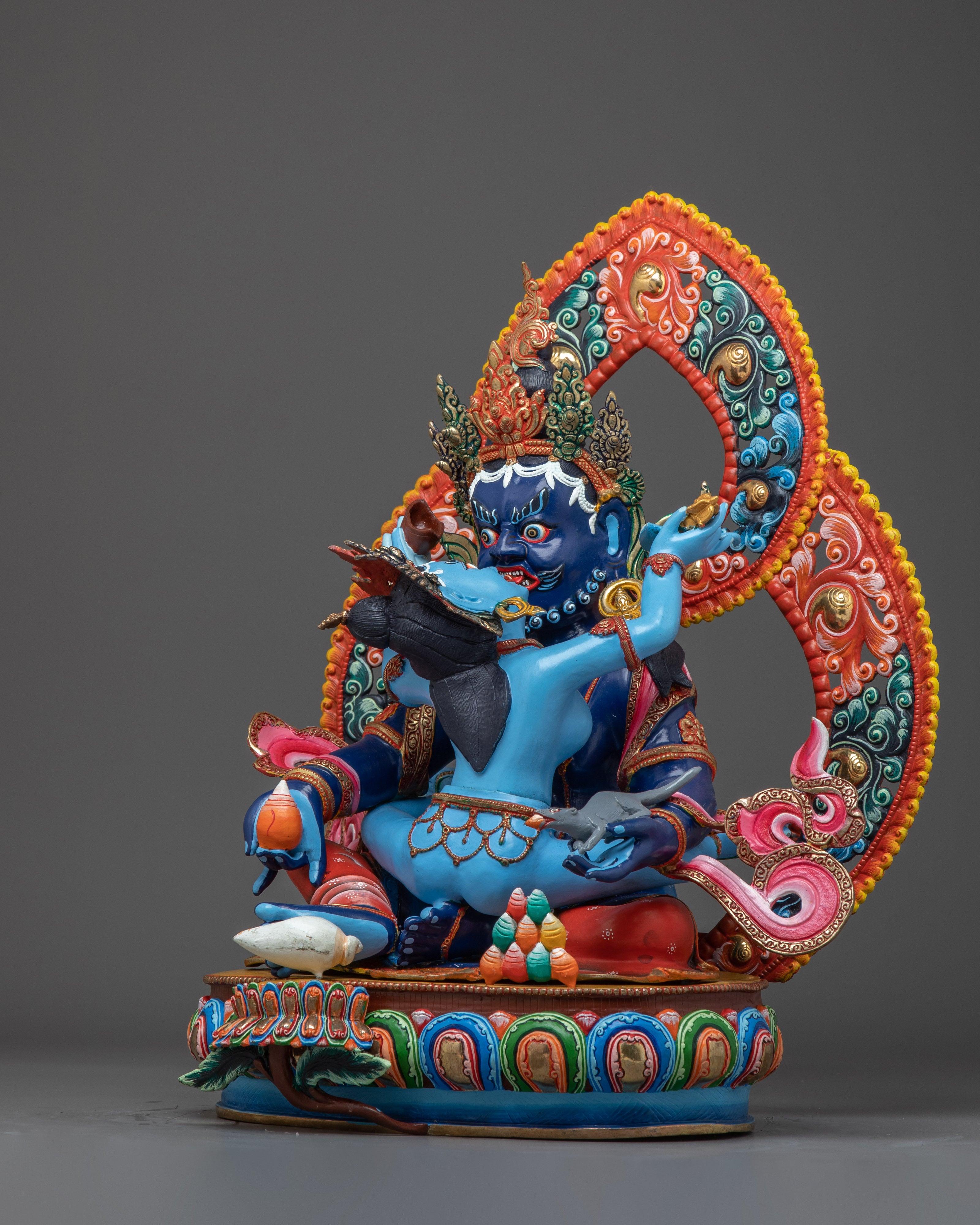 Blue Dzambhala with Consort | The Guardian of Prosperity