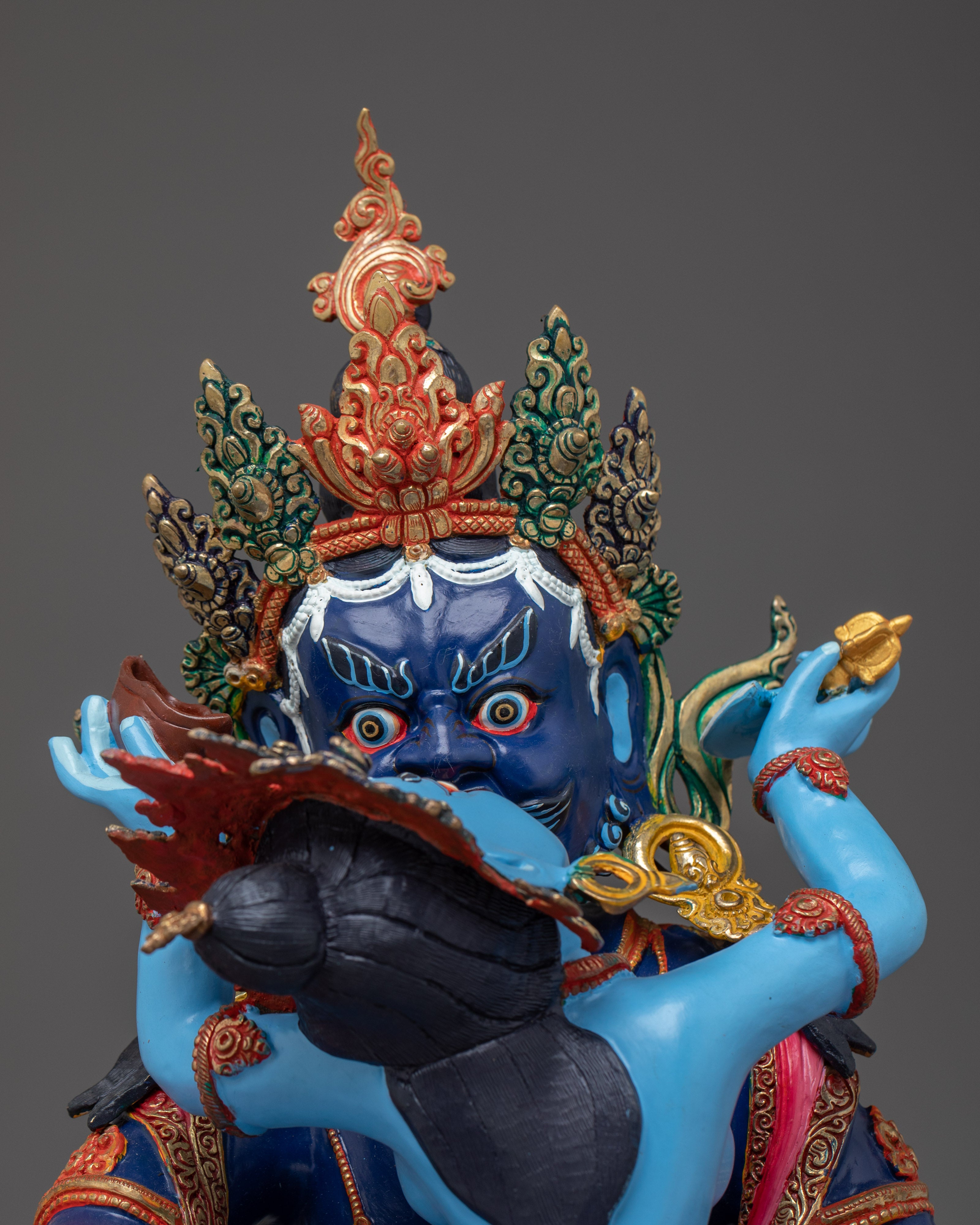 Blue Dzambhala with Consort | The Guardian of Prosperity