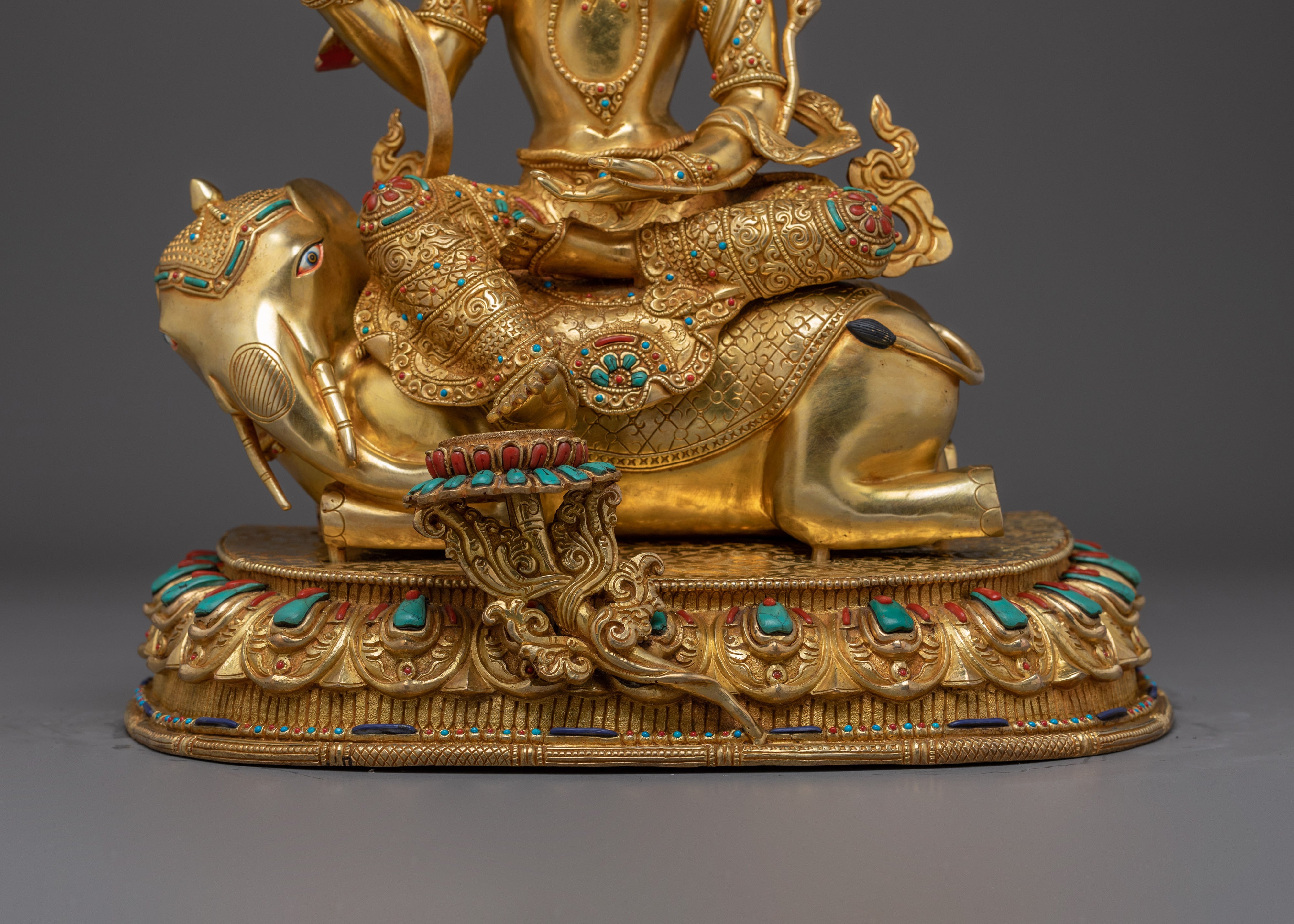 Handcrafted Samantabhadra Art | Elephant Seated Deity of Benevolence