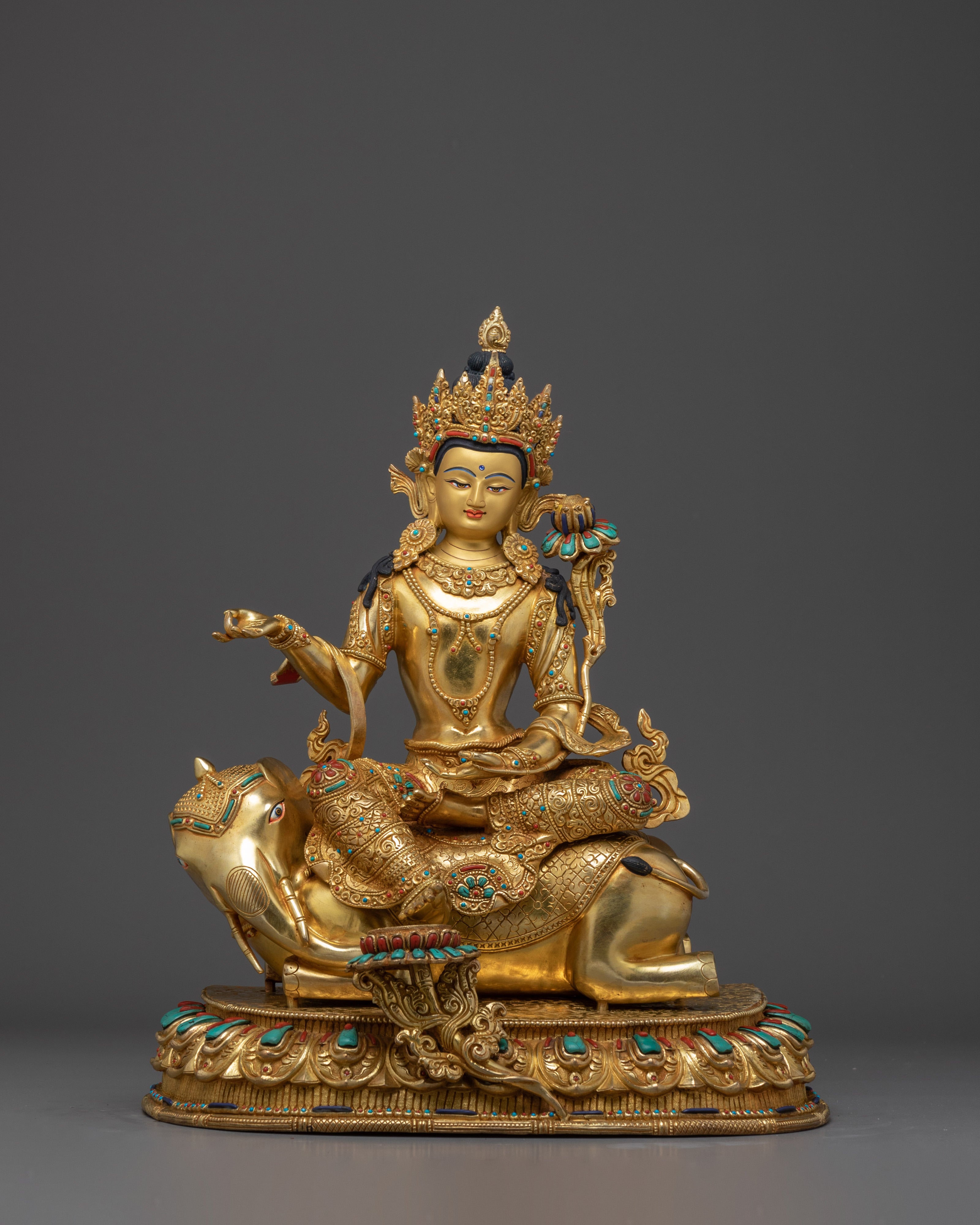 Handcrafted Samantabhadra Art | Elephant Seated Deity of Benevolence