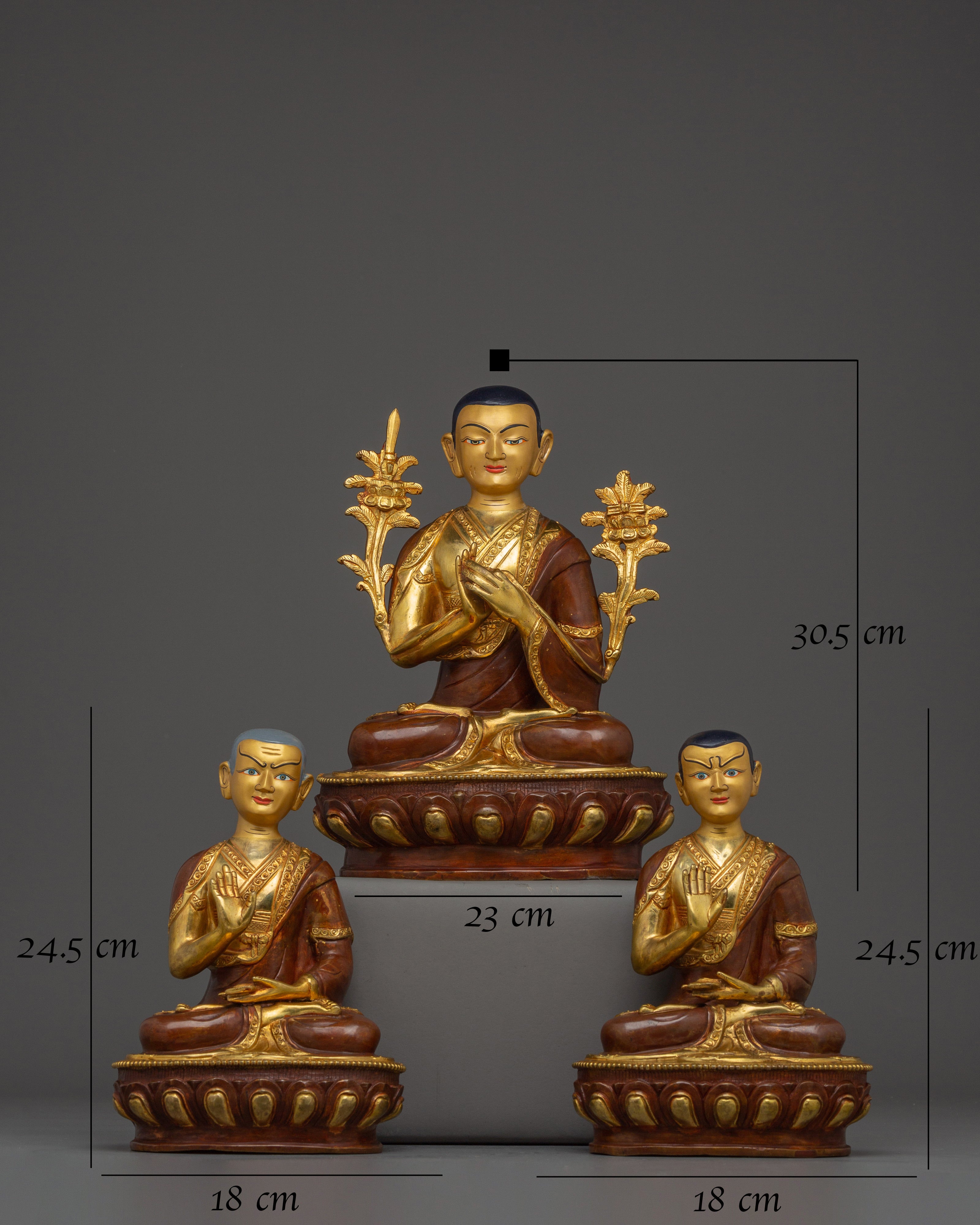 Handmade Tsongkhapa Statue Set with Disciples