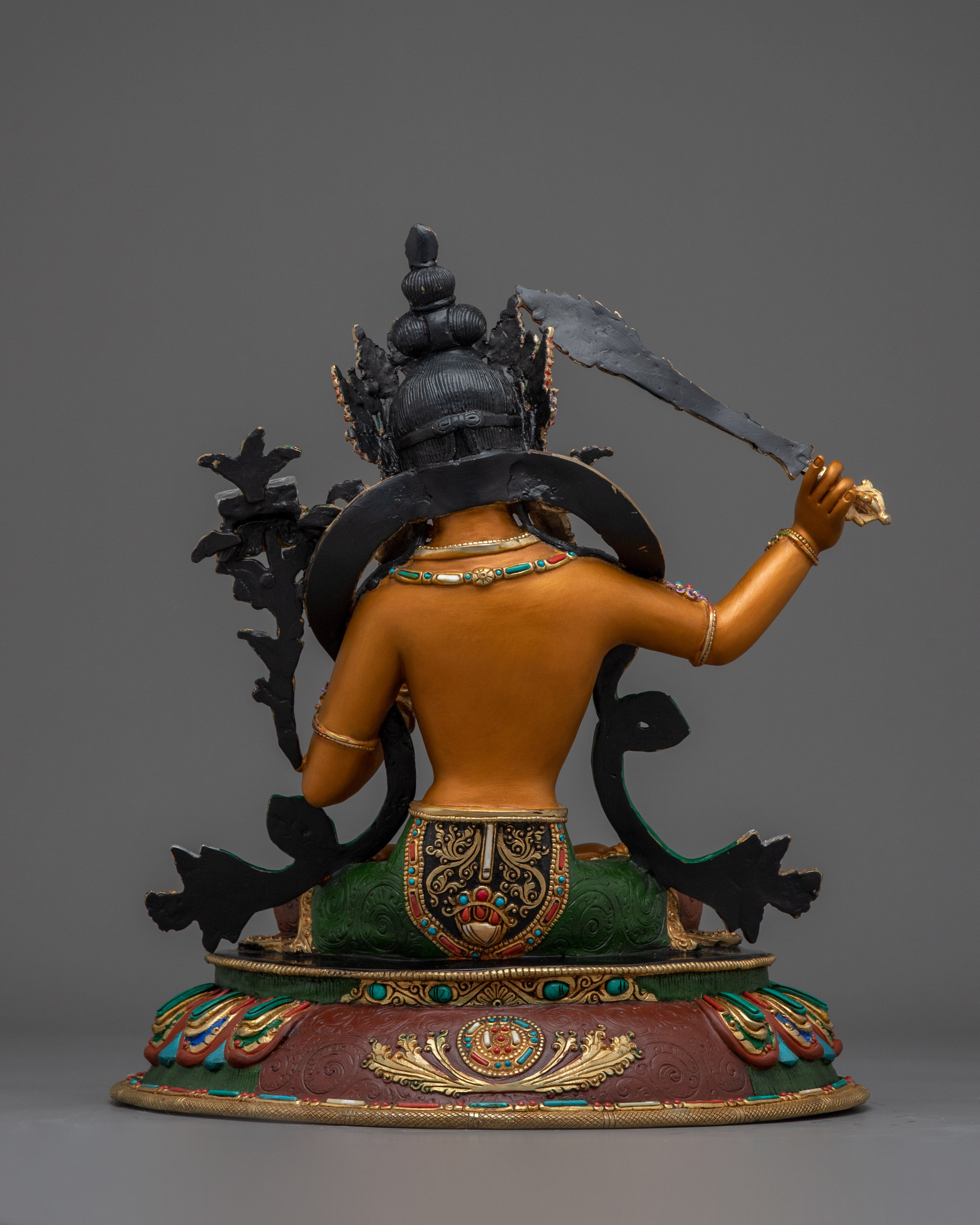 Copper Manjushri statue | Bodhisattva of Wisdom with Sword