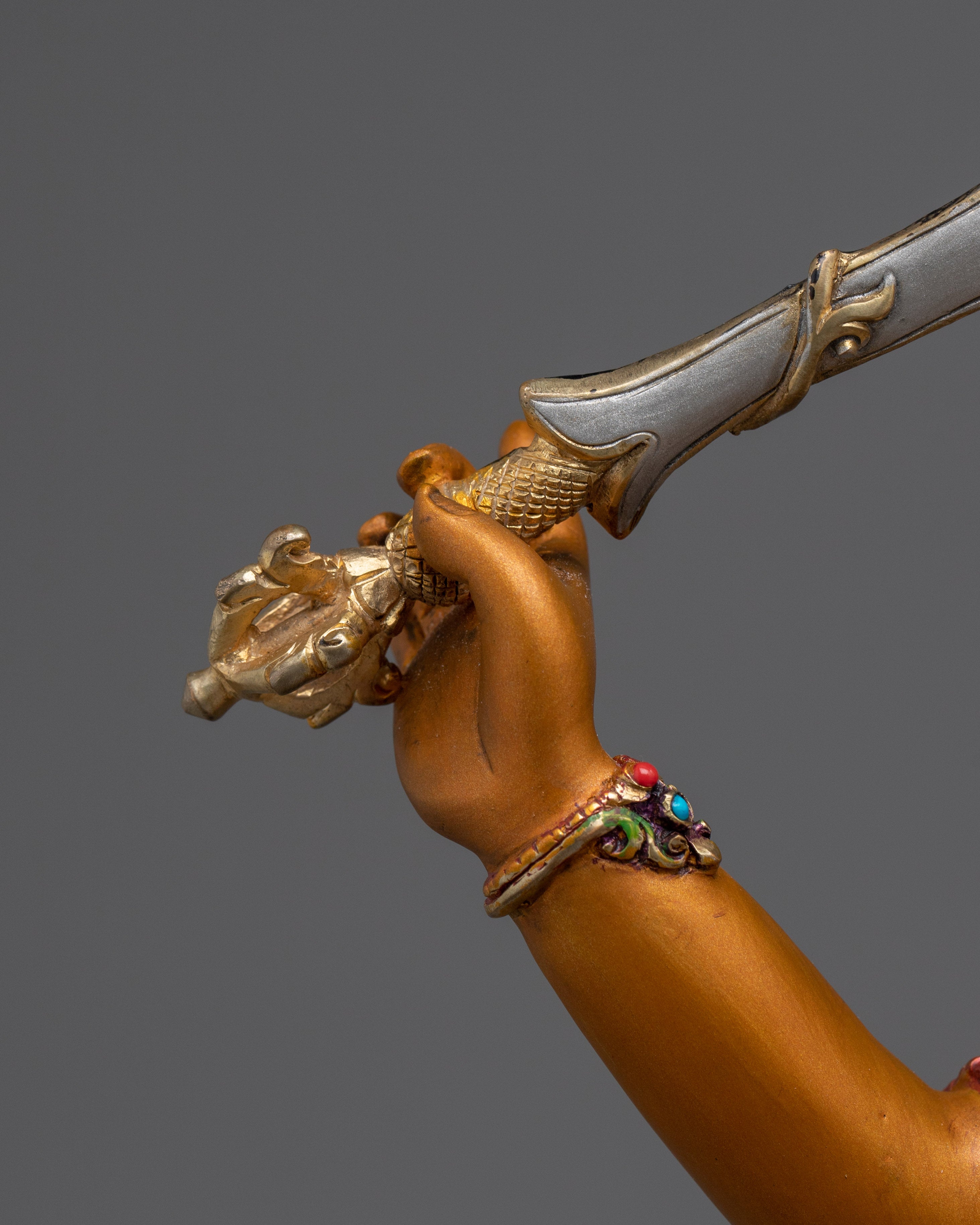 Copper Manjushri statue | Bodhisattva of Wisdom with Sword