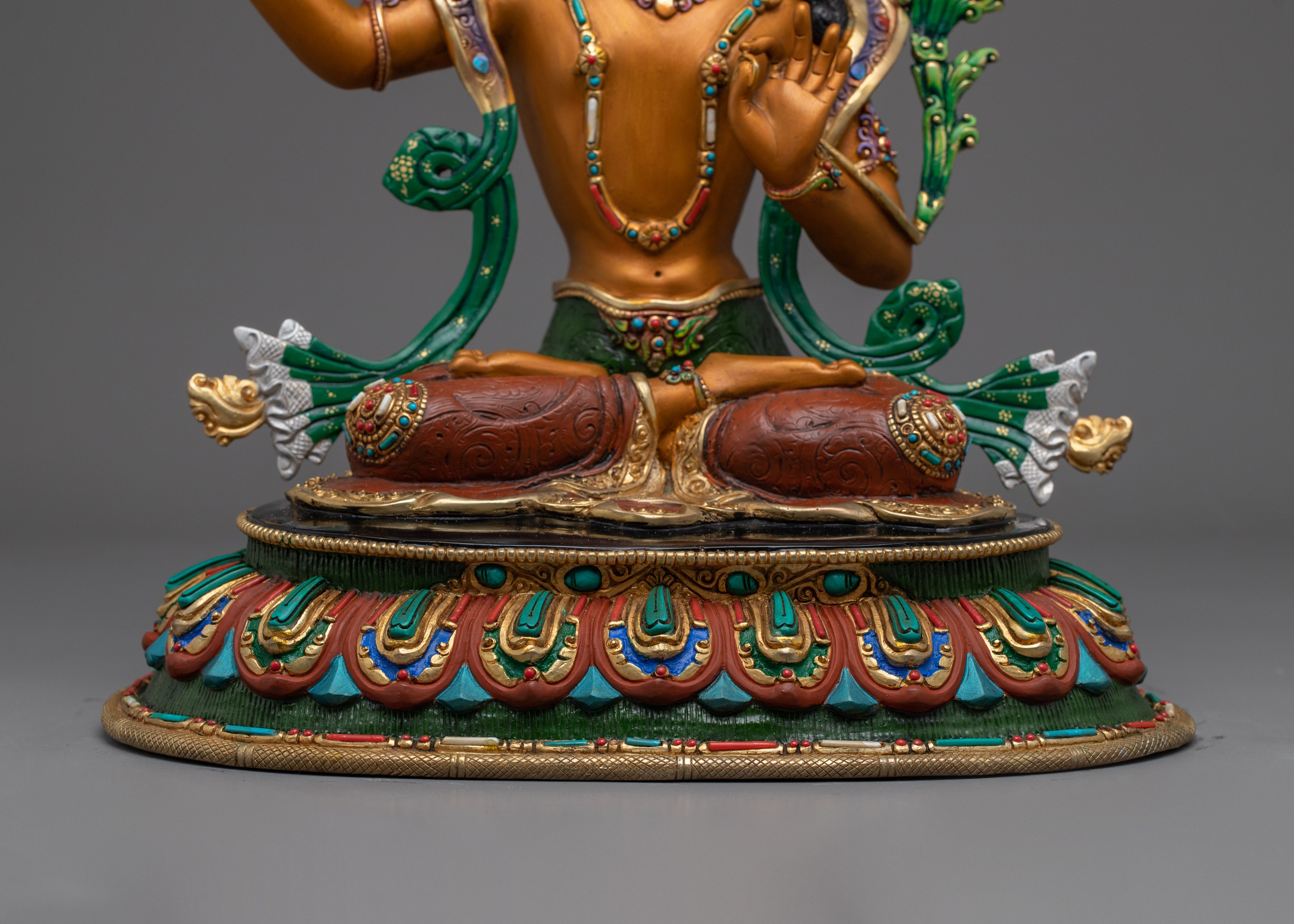 Copper Manjushri statue | Bodhisattva of Wisdom with Sword