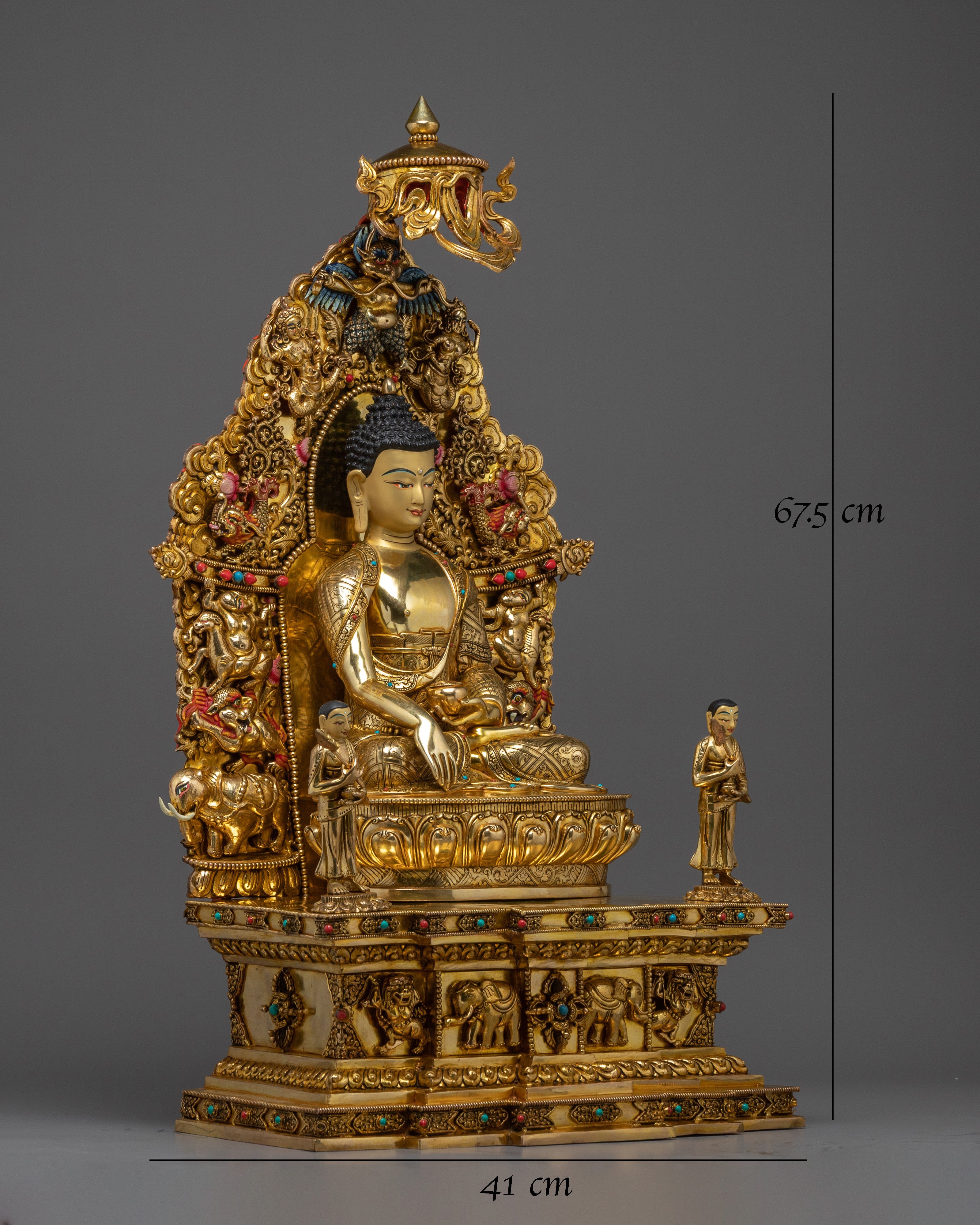 Peace and Enlightenment with the Shakyamuni Buddha in Throne Statue