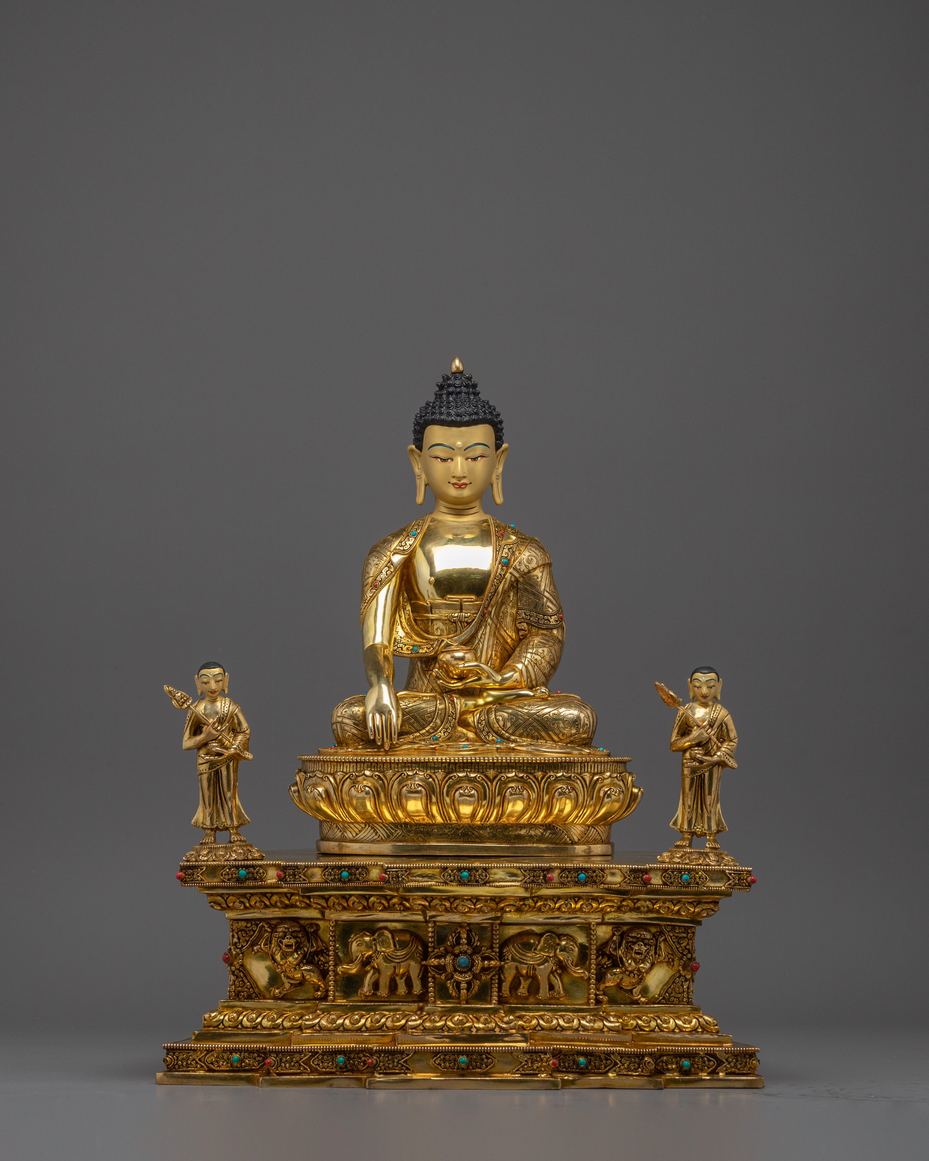 Peace and Enlightenment with the Shakyamuni Buddha in Throne Statue