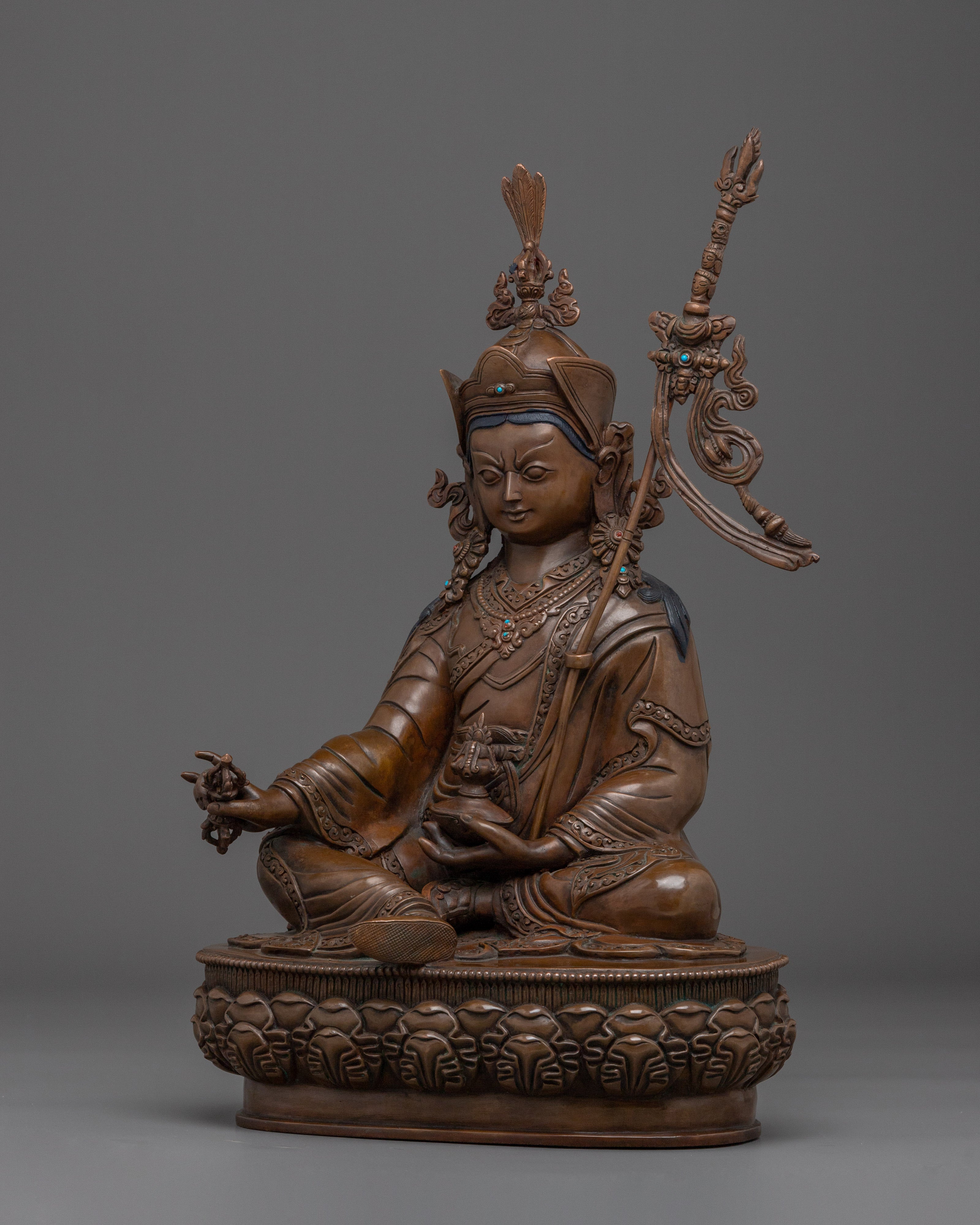 Oxidized Copper Guru Rinpoche Statue: The Vajra Master