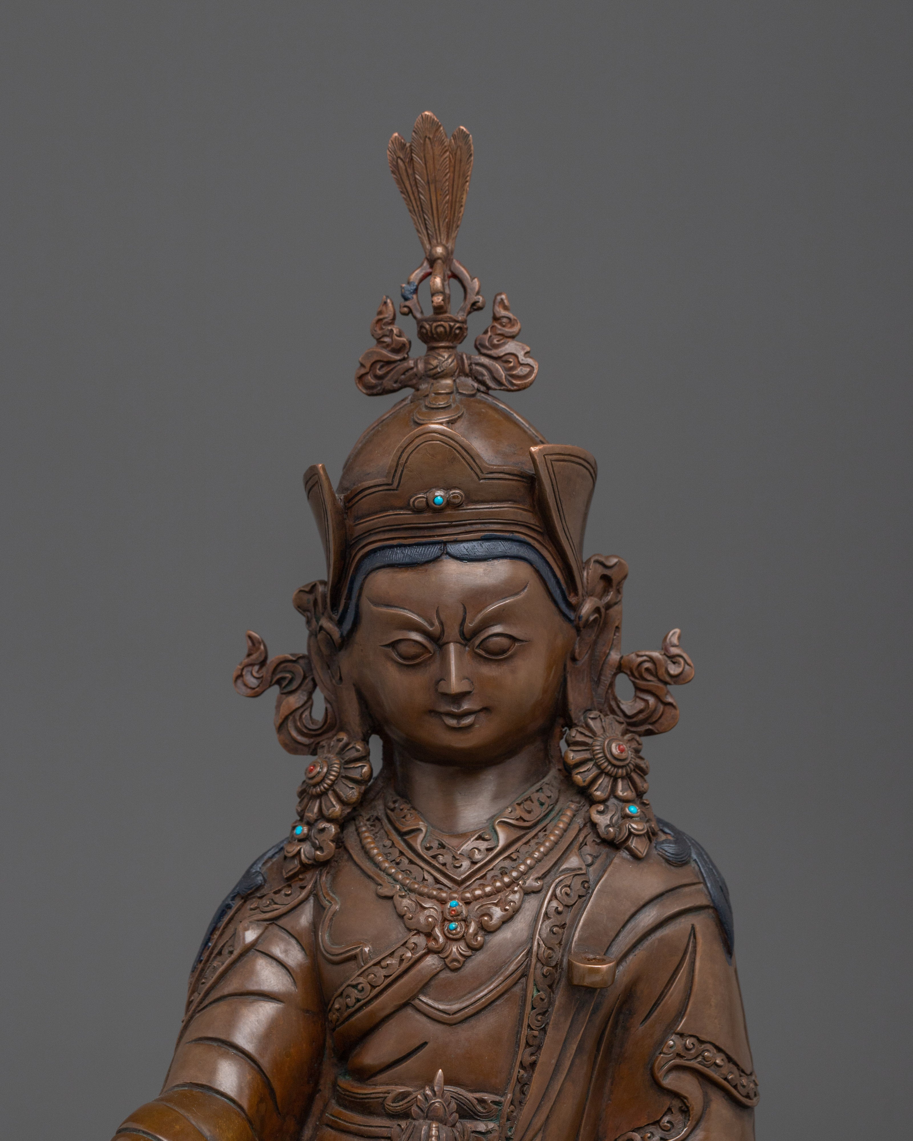 Oxidized Copper Guru Rinpoche Statue: The Vajra Master