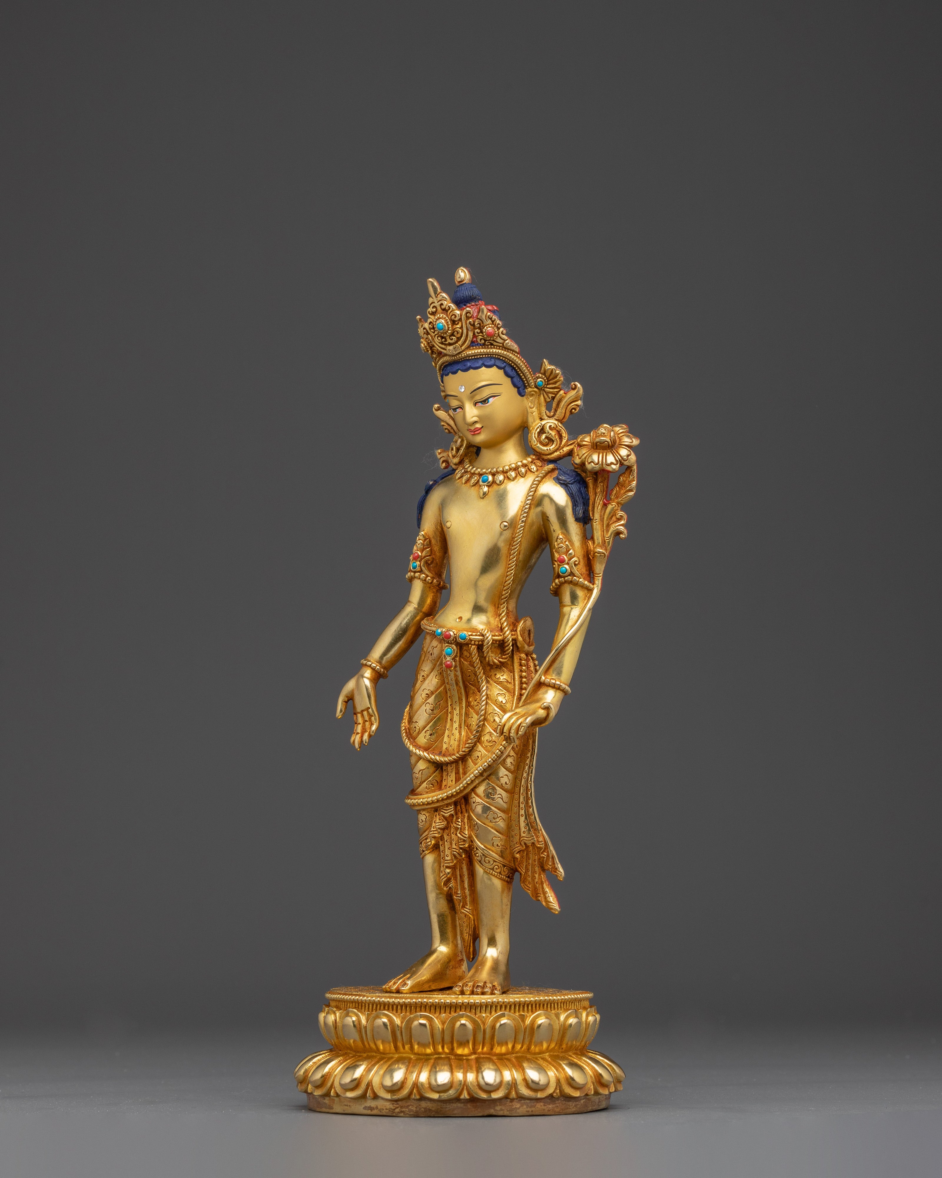Golden Lokeshwor Copper Statue for Dharma Decor