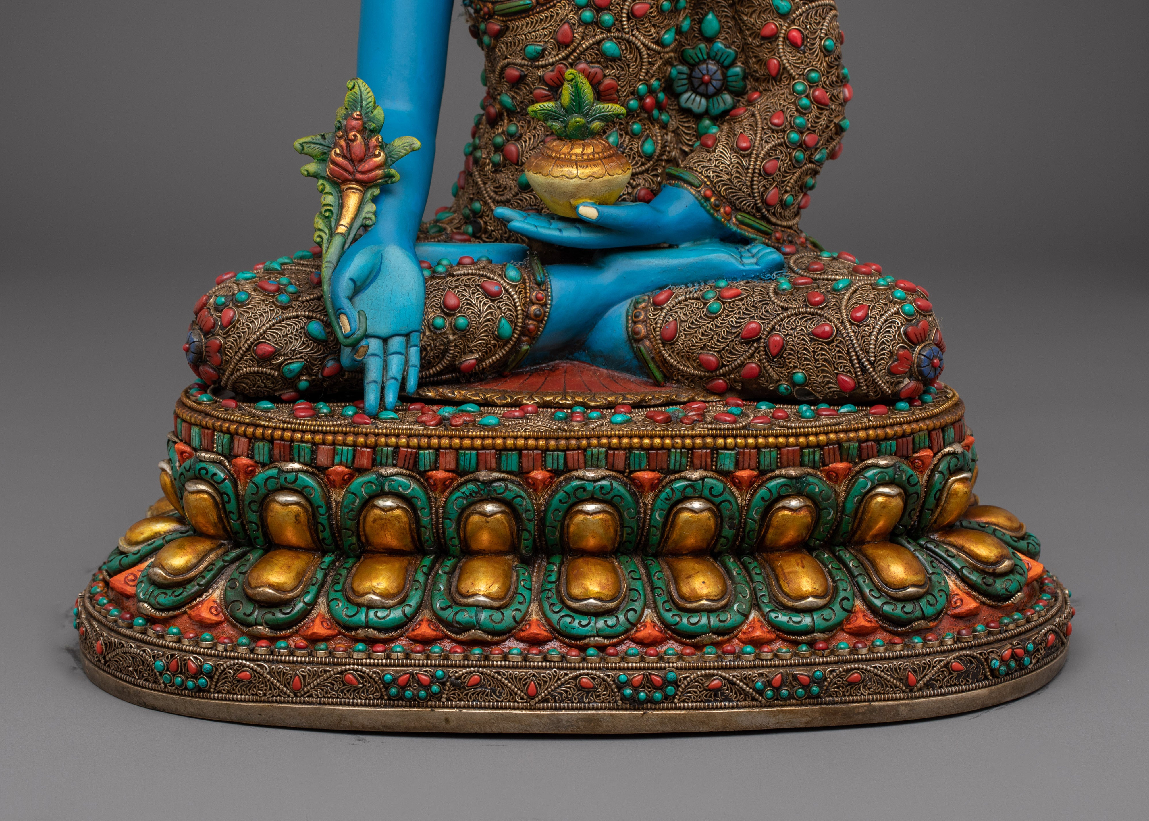 Medicine Buddha Copper Healing Deity | Statue for Spiritual Healing