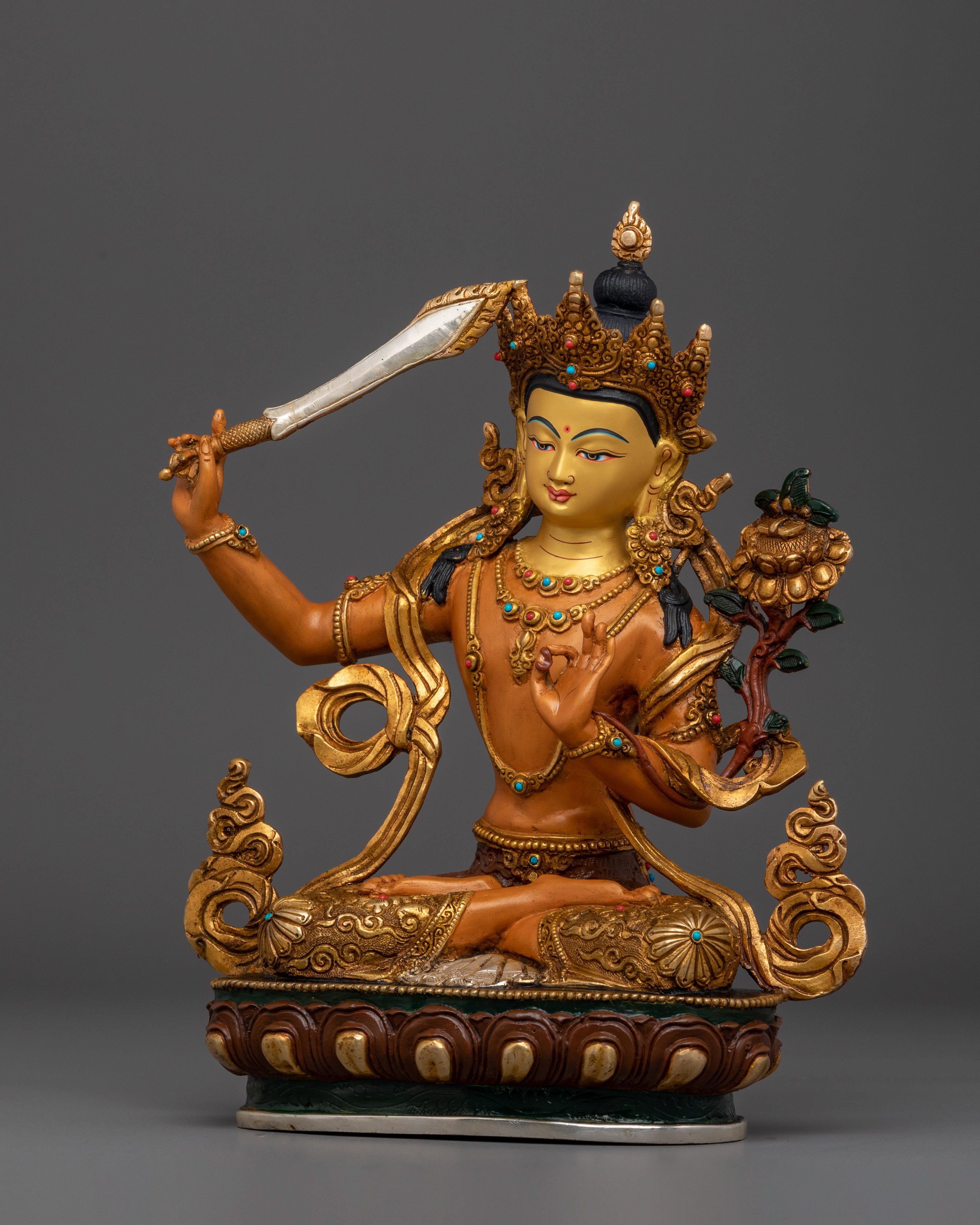 Manjushri, Wisdom Artwork | Gold-Gilded Tibetan Artwork