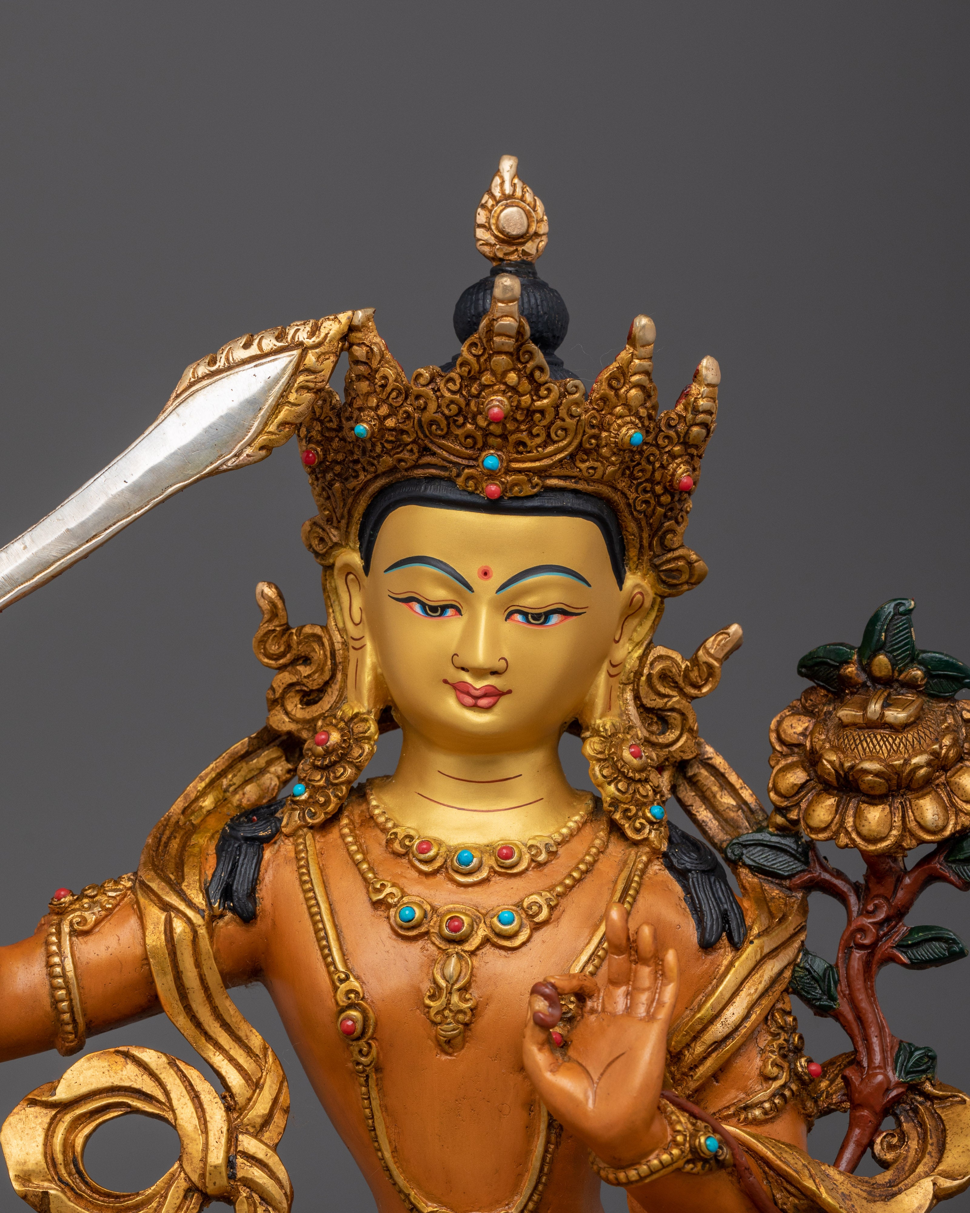Manjushri, Wisdom Artwork | Gold-Gilded Tibetan Artwork