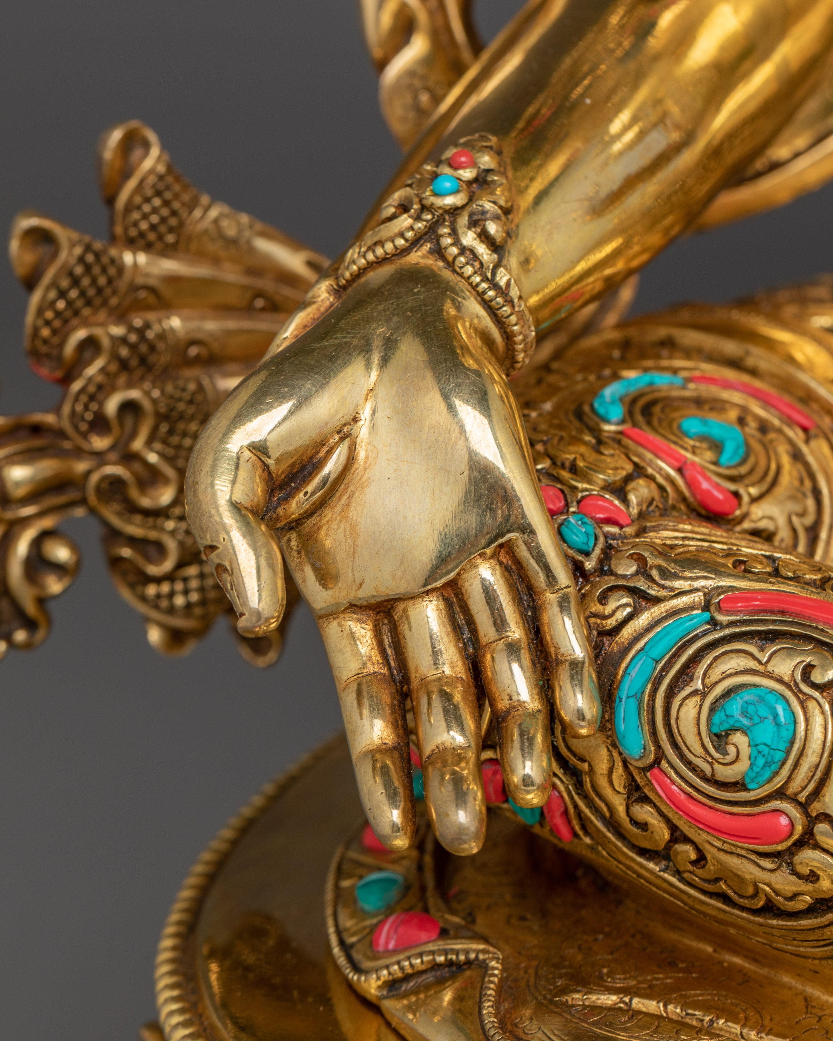 Handmade Green Tara Statue : Swift Liberator Goddess